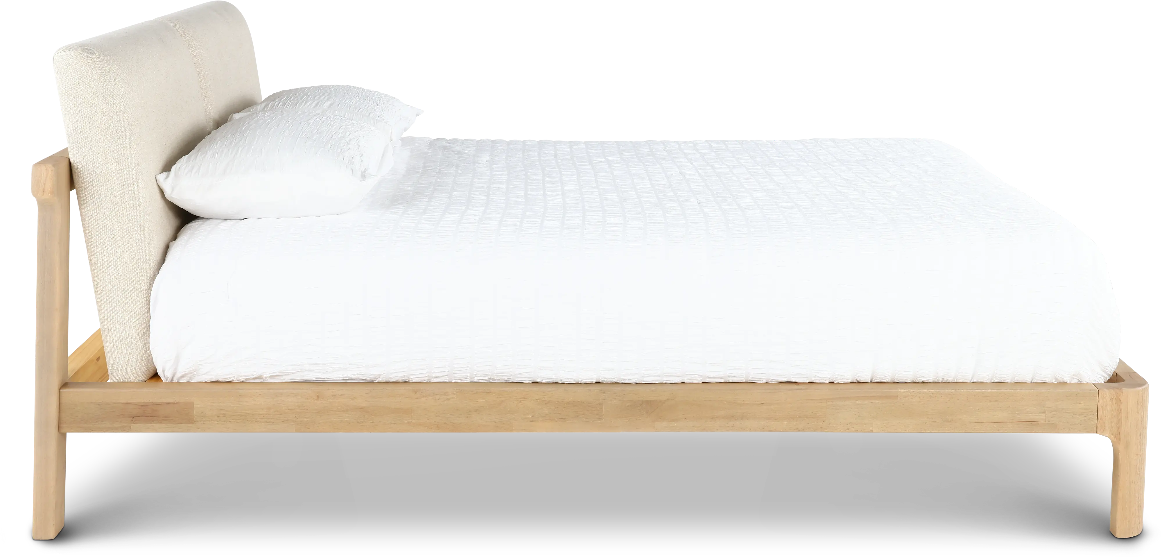 Furano Linen White and Natural Full Platform Bed-6