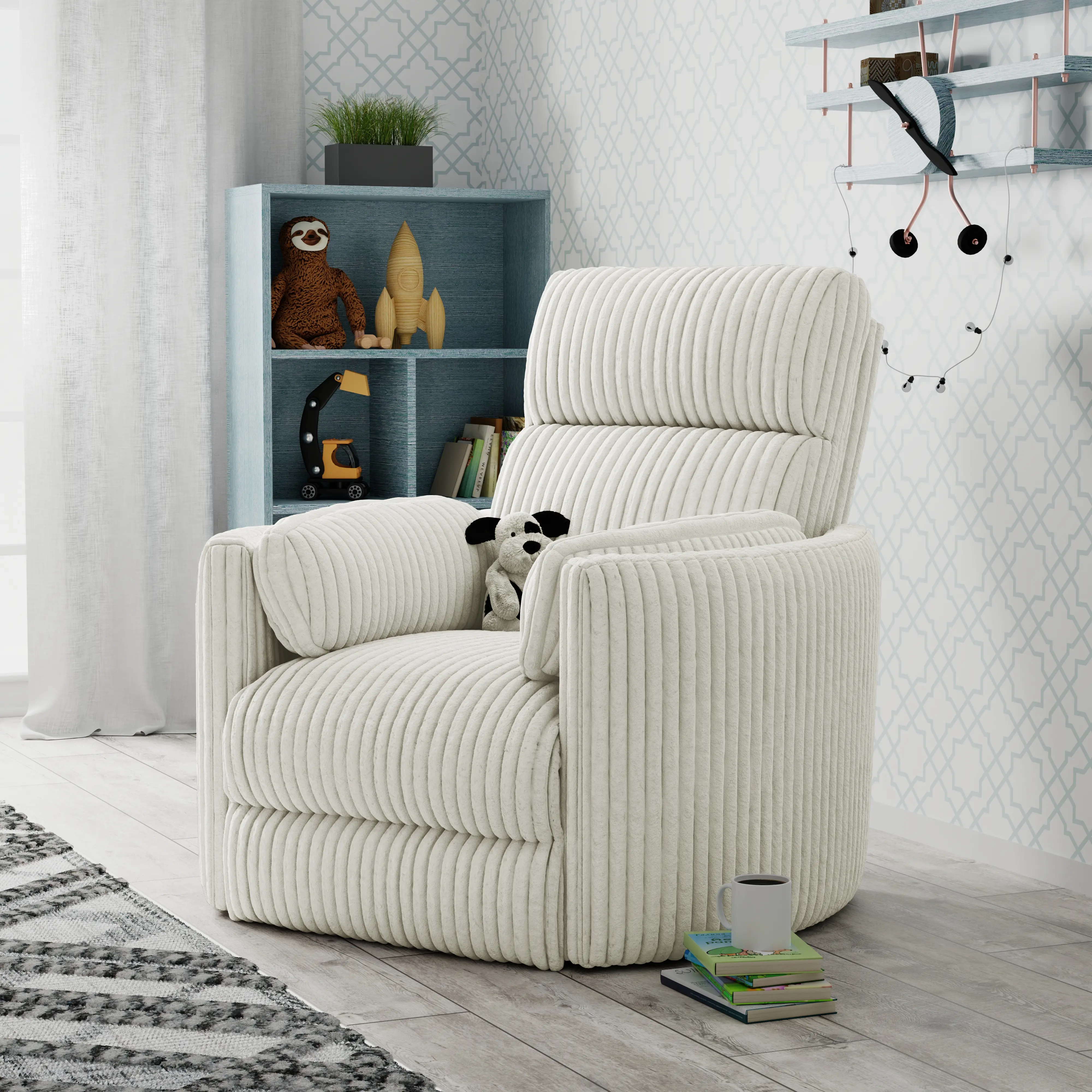 McCartney Ivory Swivel Glider Power Recliner-2
