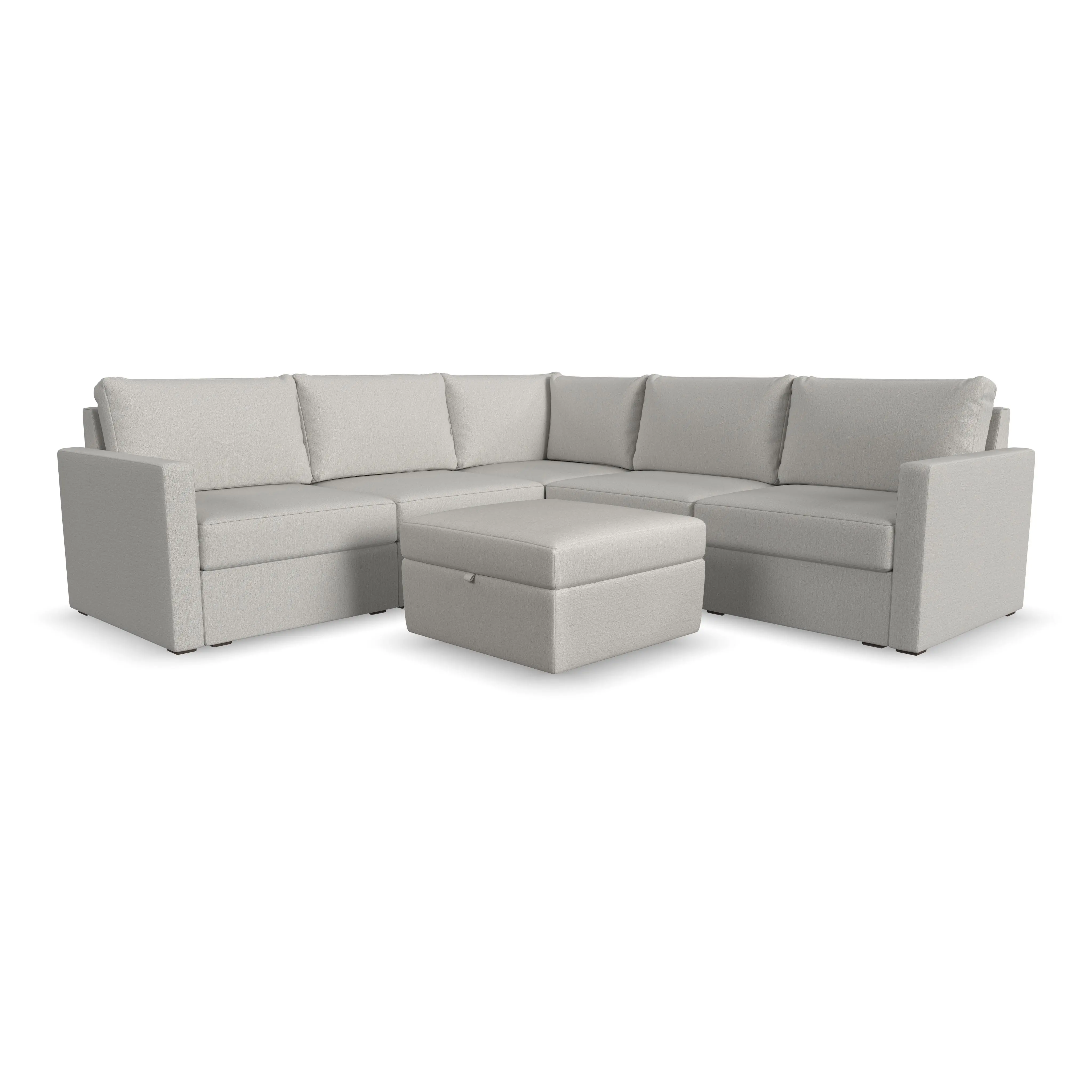 Flex Taupe 5-Seat Modular Sectional with Storage Ottoman-1