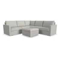 Flex Taupe 5-Seat Modular Sectional with Storage Ottoman