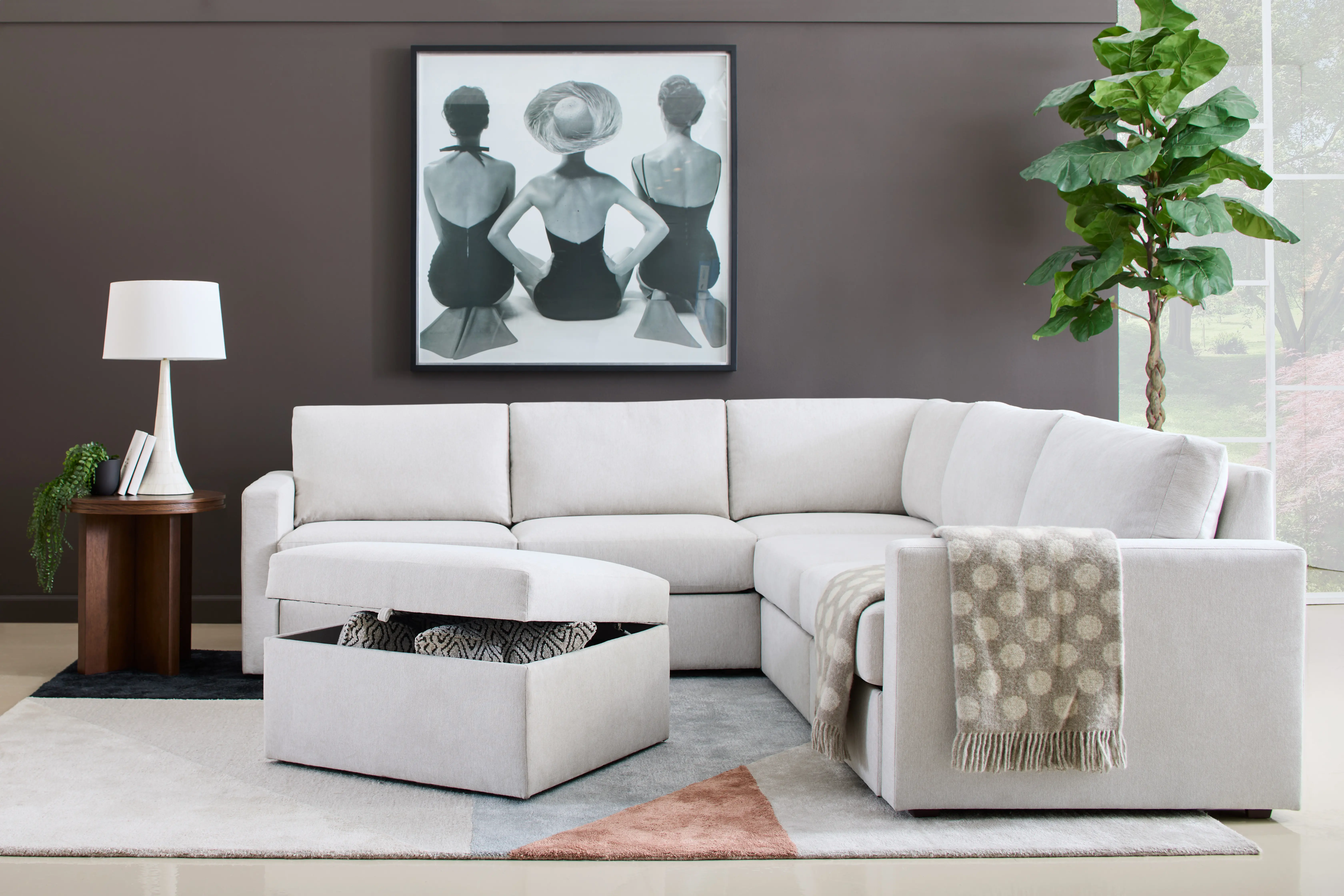 Flex Taupe 5-Seat Modular Sectional with Storage Ottoman-7
