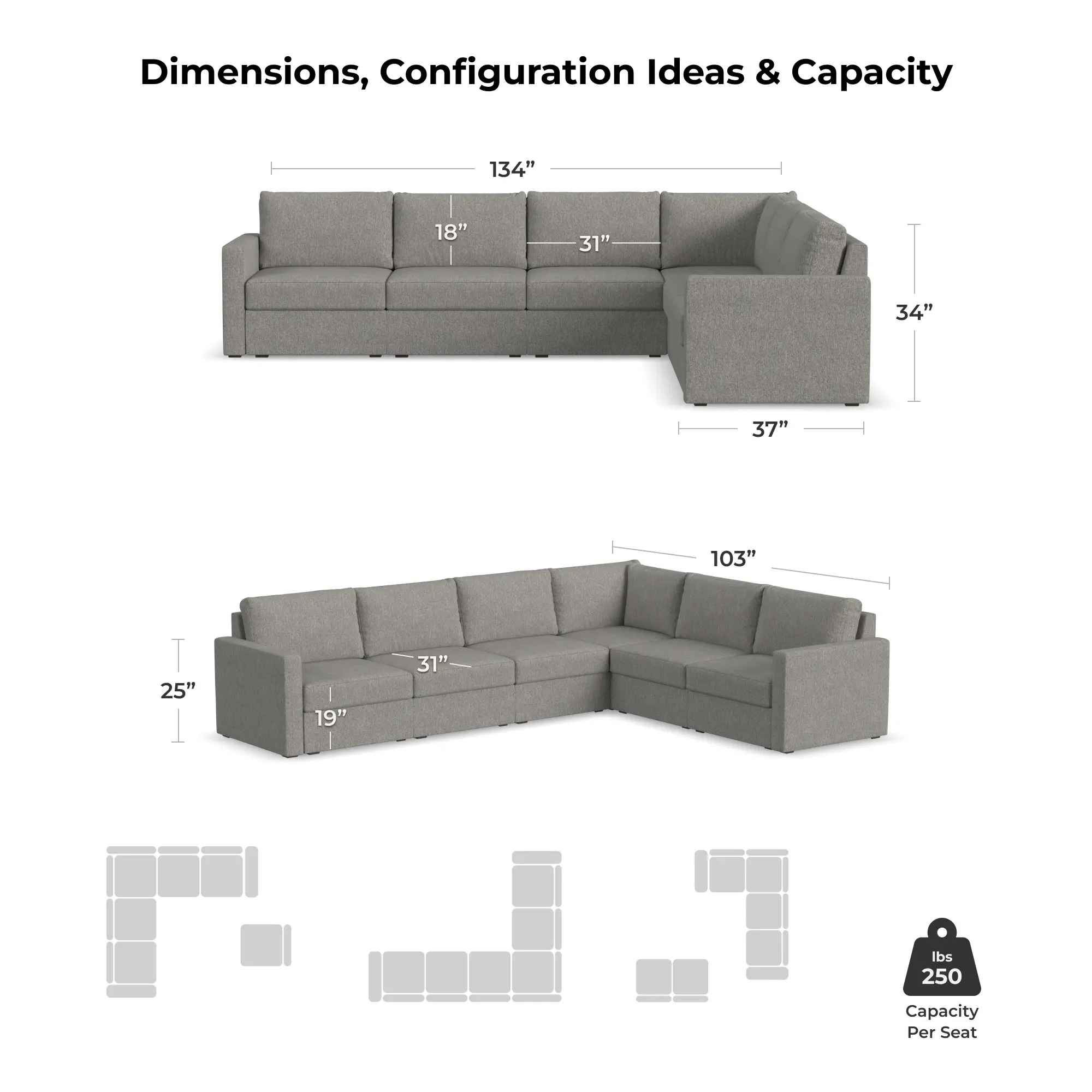 Flex Gray 6-Seat Modular Sectional-7