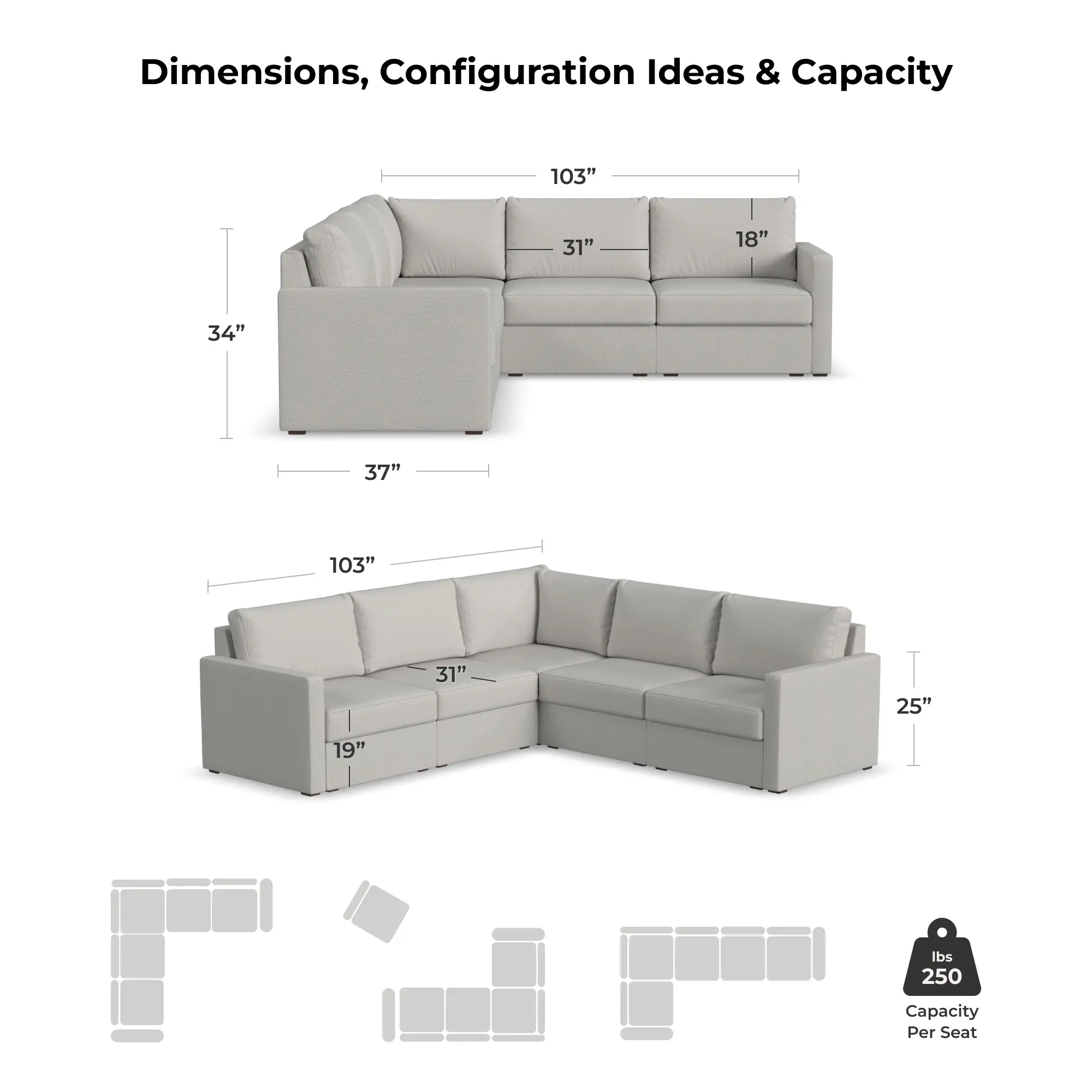 Flex Taupe 5-Seat Modular Sectional-6
