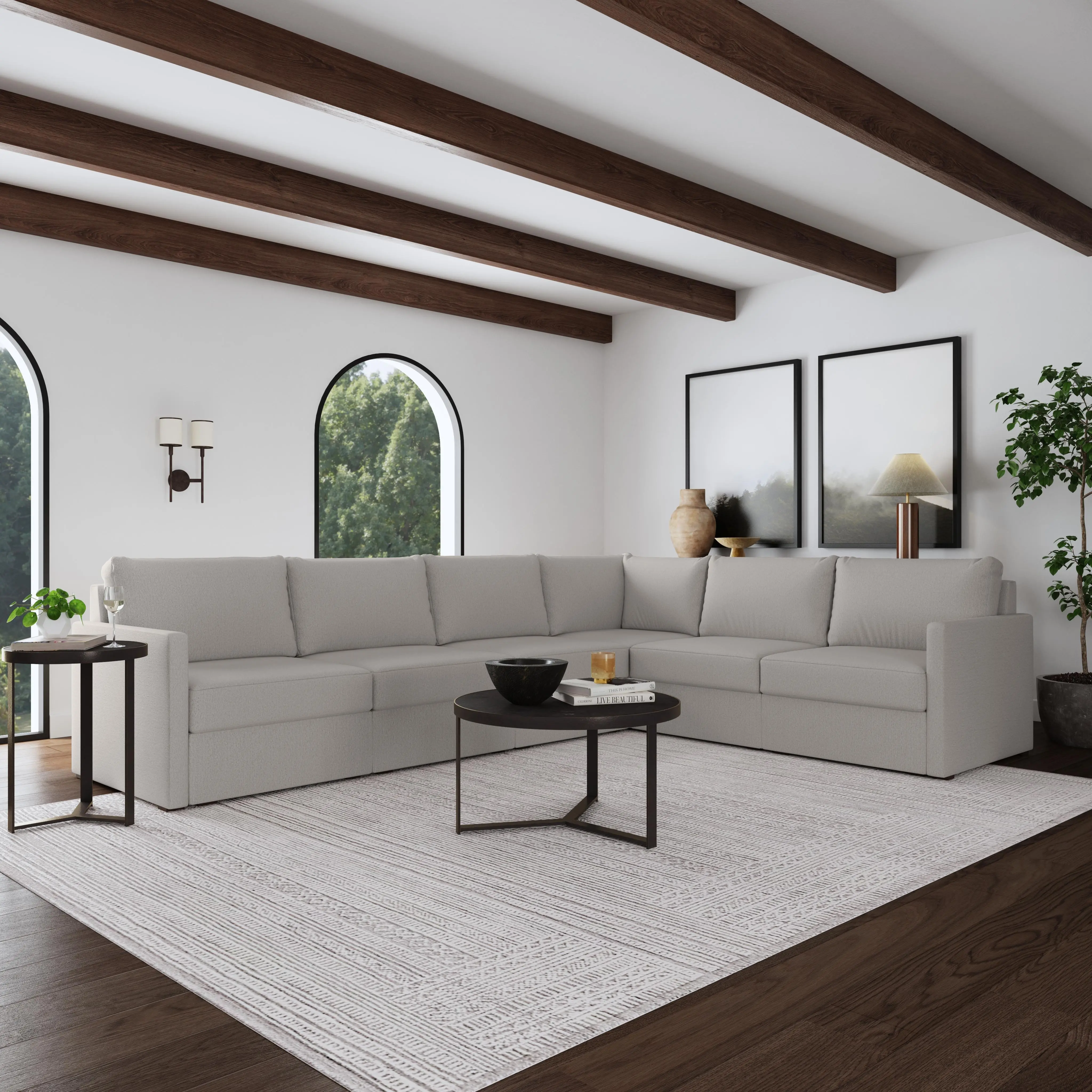 Flex Taupe 6-Seat Modular Sectional-2
