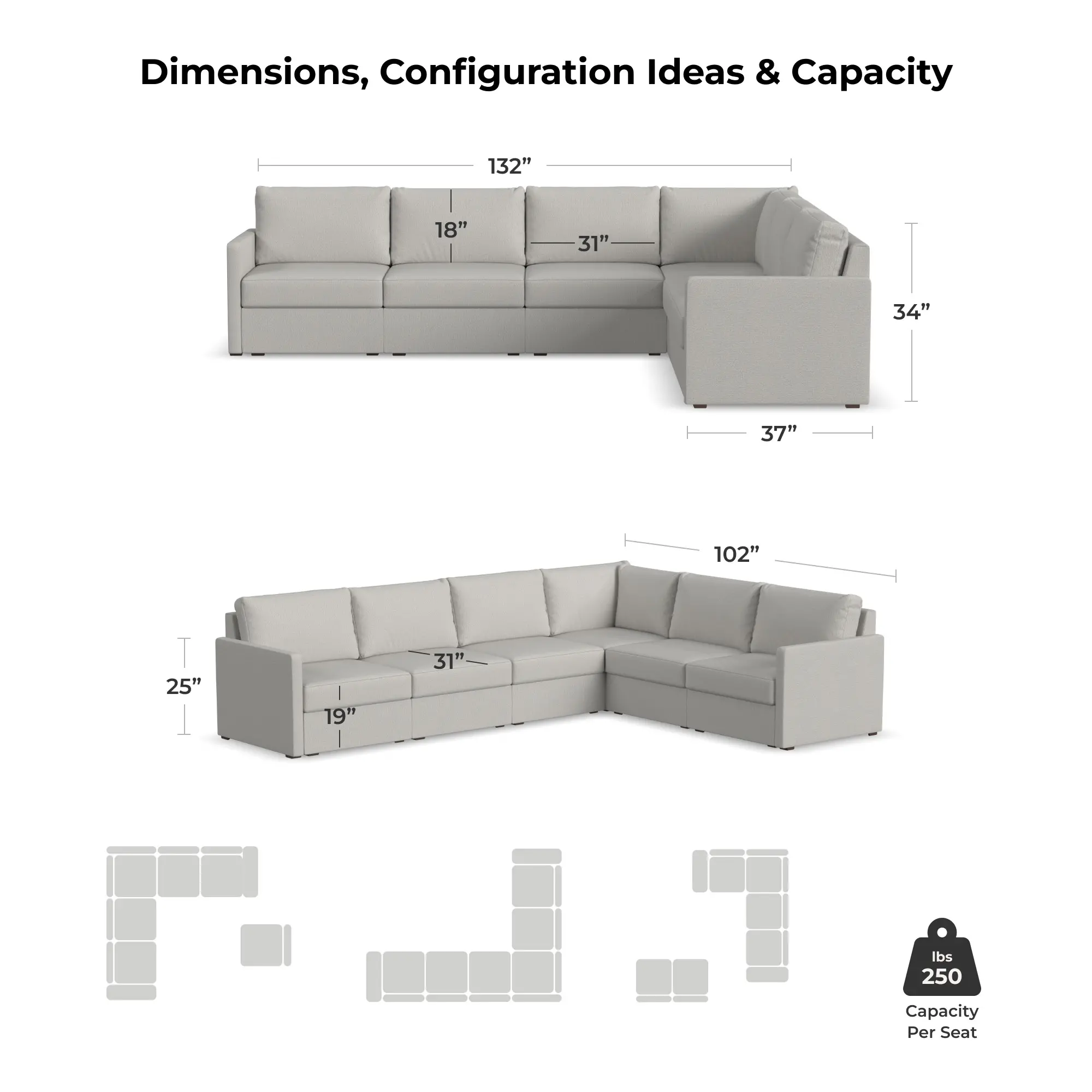 Flex Taupe 6-Seat Modular Sectional-7