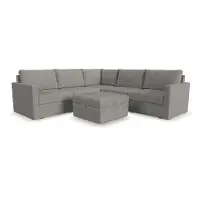 Flex Gray 5-Seat Modular Sectional with Storage Ottoman