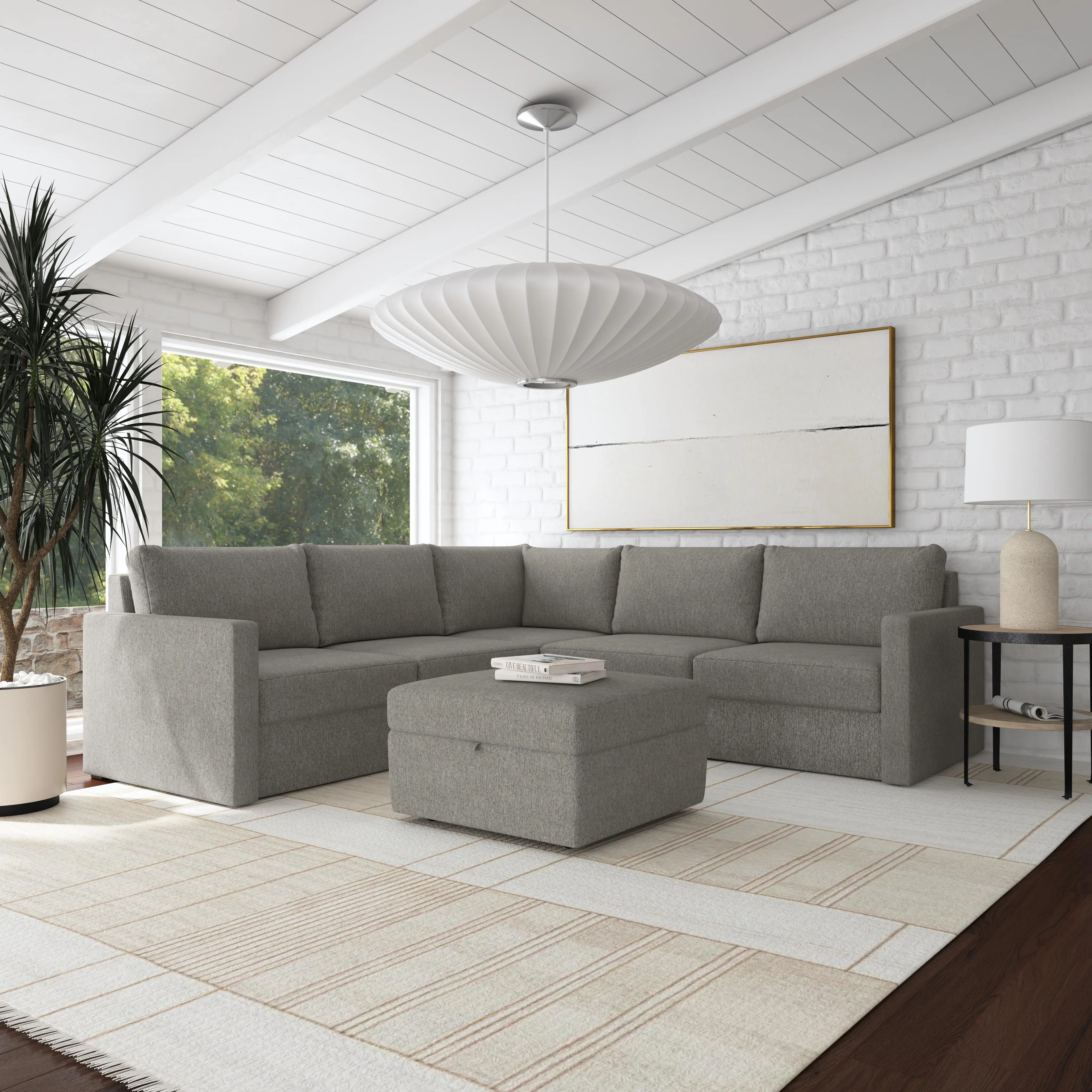 Flex Gray 5-Seat Modular Sectional with Storage Ottoman-2