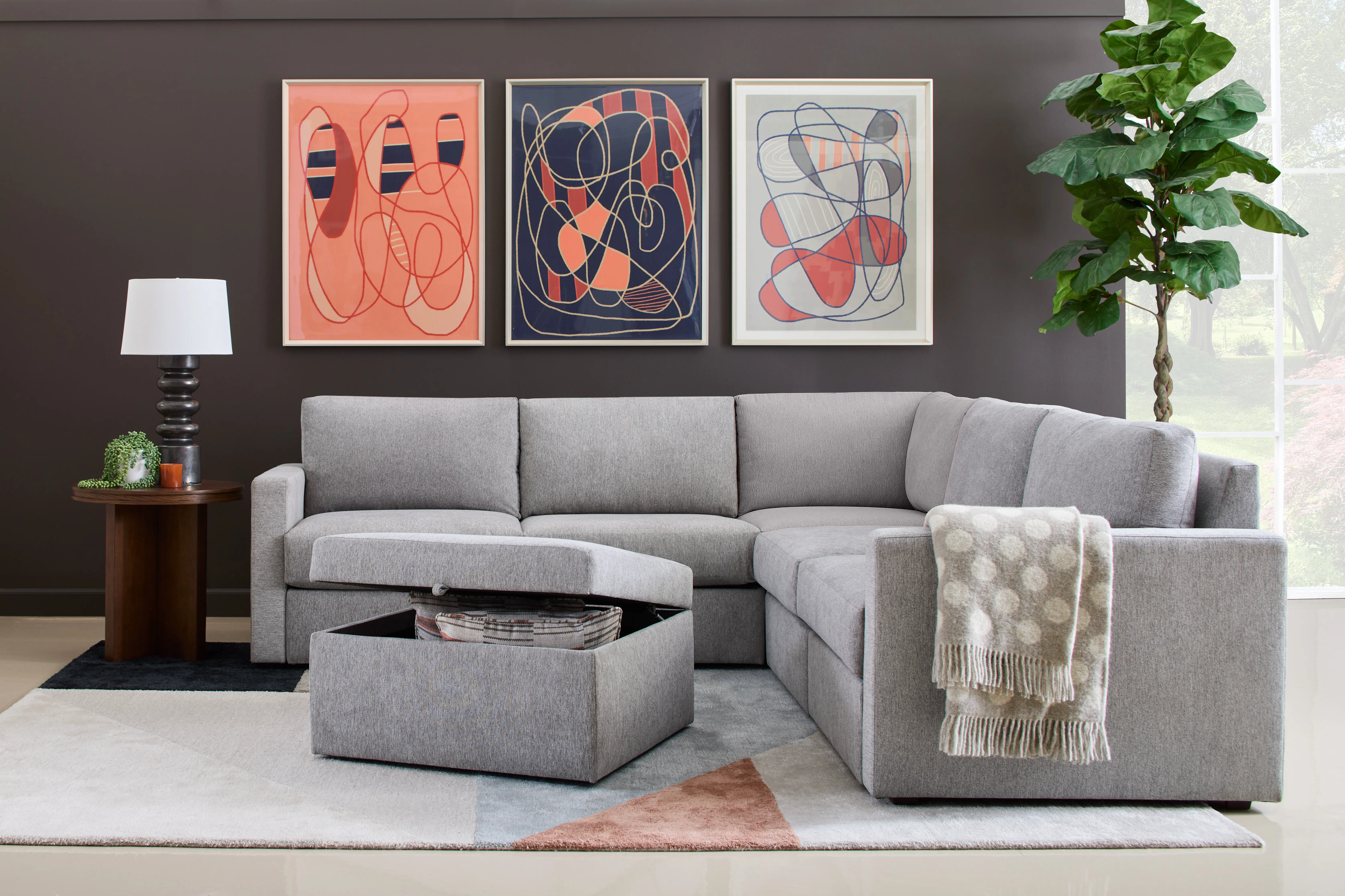 Flex Gray 5-Seat Modular Sectional with Storage Ottoman-3
