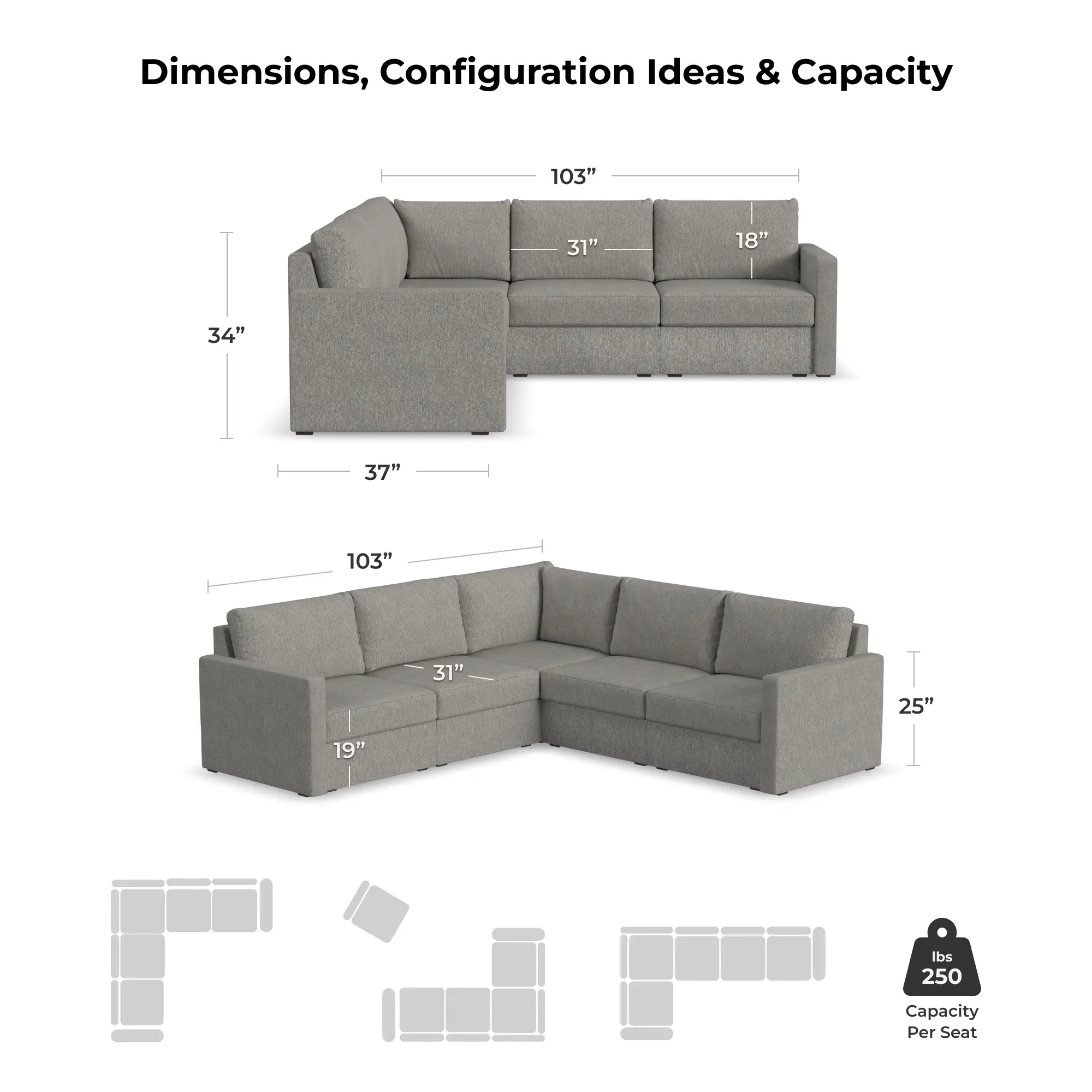 Flex Gray 5-Seat Modular Sectional-7