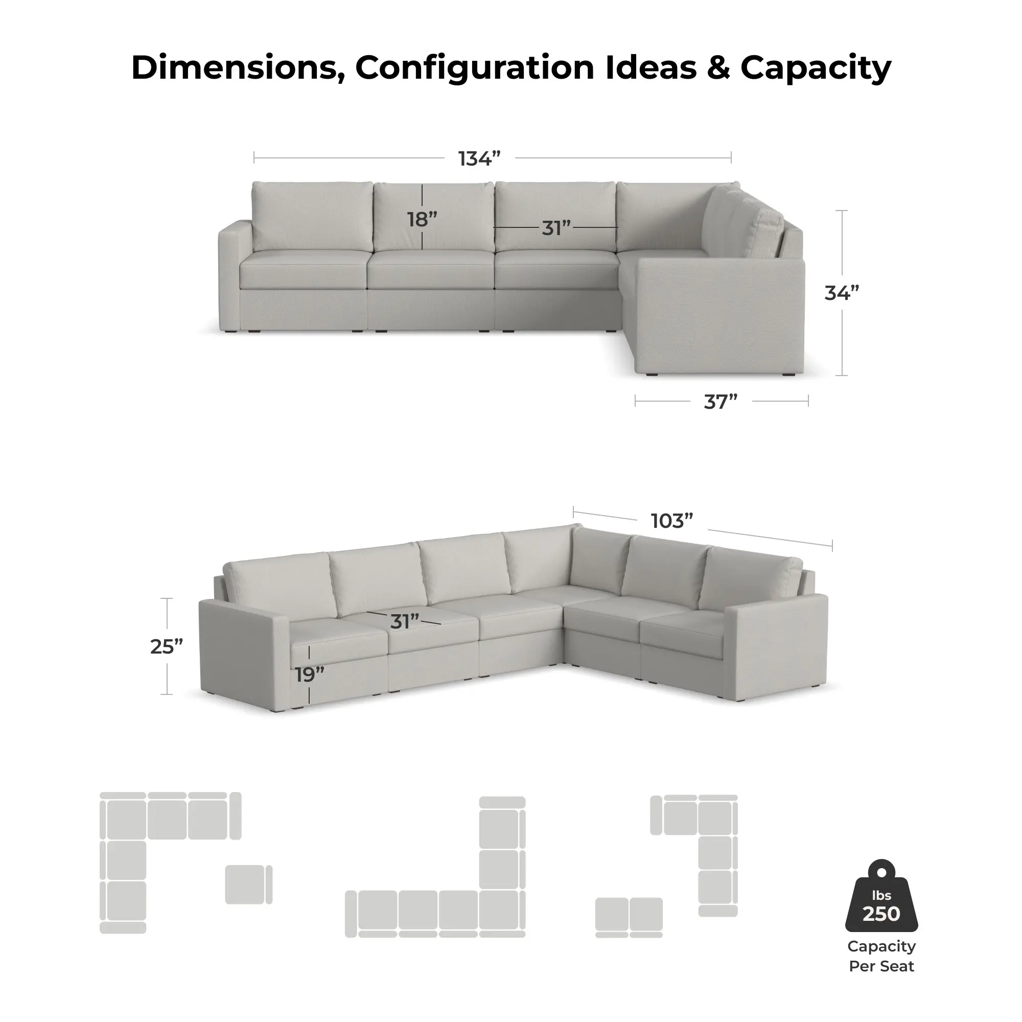 Flex Taupe 6-Seat Modular Sectional-7