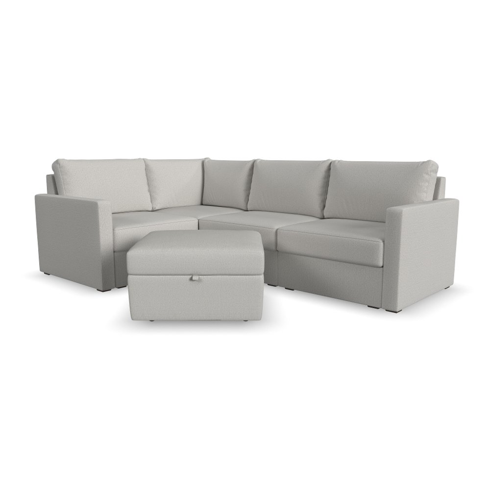 Flex Taupe 4-Seat Modular Sectional with Storage Ottoman