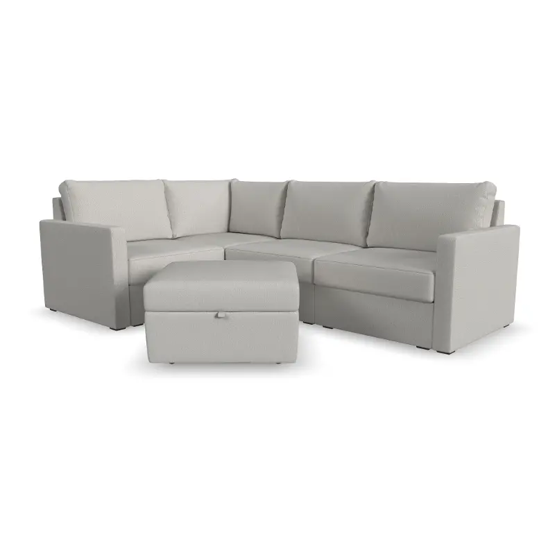 Flex Taupe 4-Seat Modular Sectional with Storage Ottoman