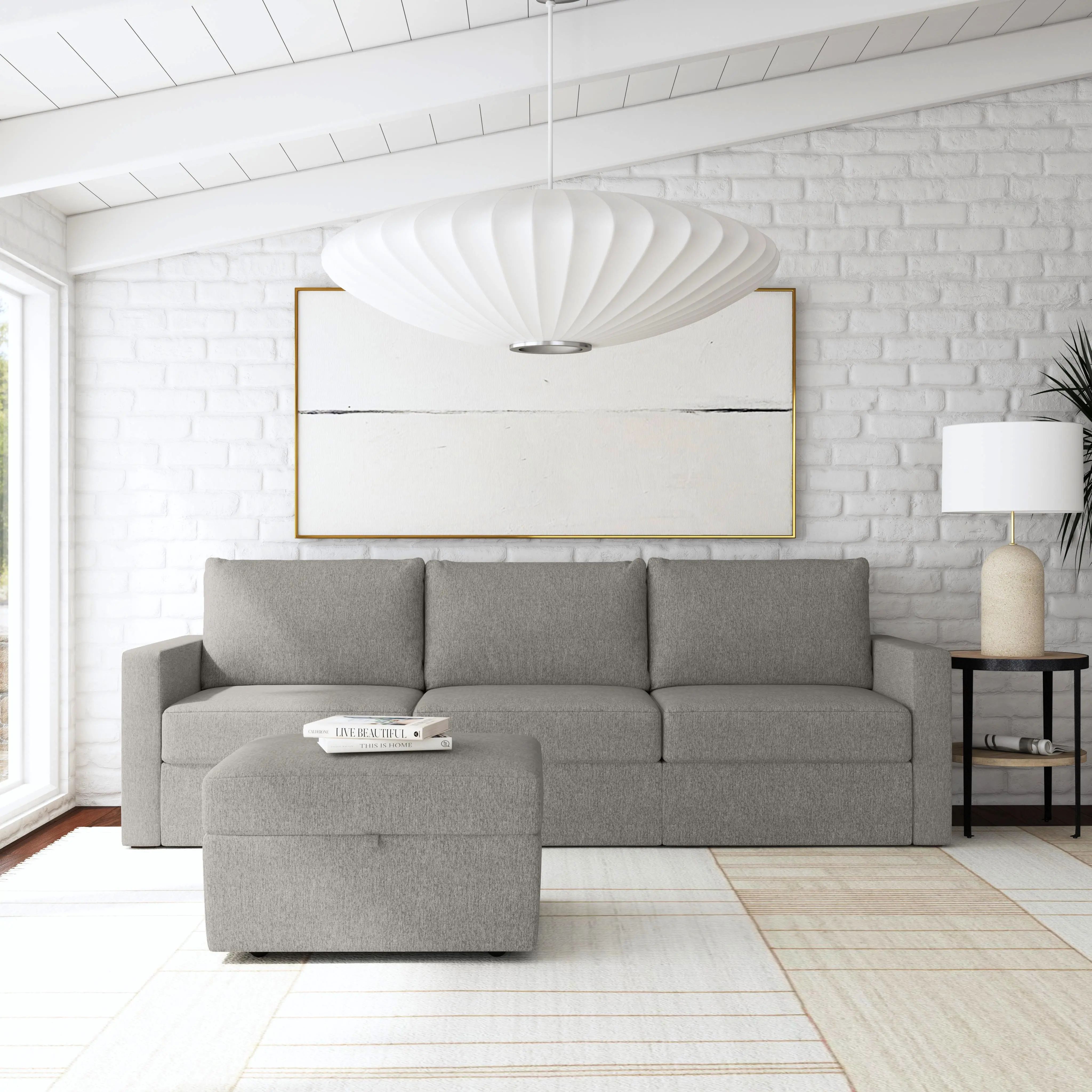 Flex Gray Modular Sofa and Storage Ottoman-2