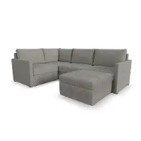 Flex Gray 4-Seat Modular Sectional and Storage Ottoman