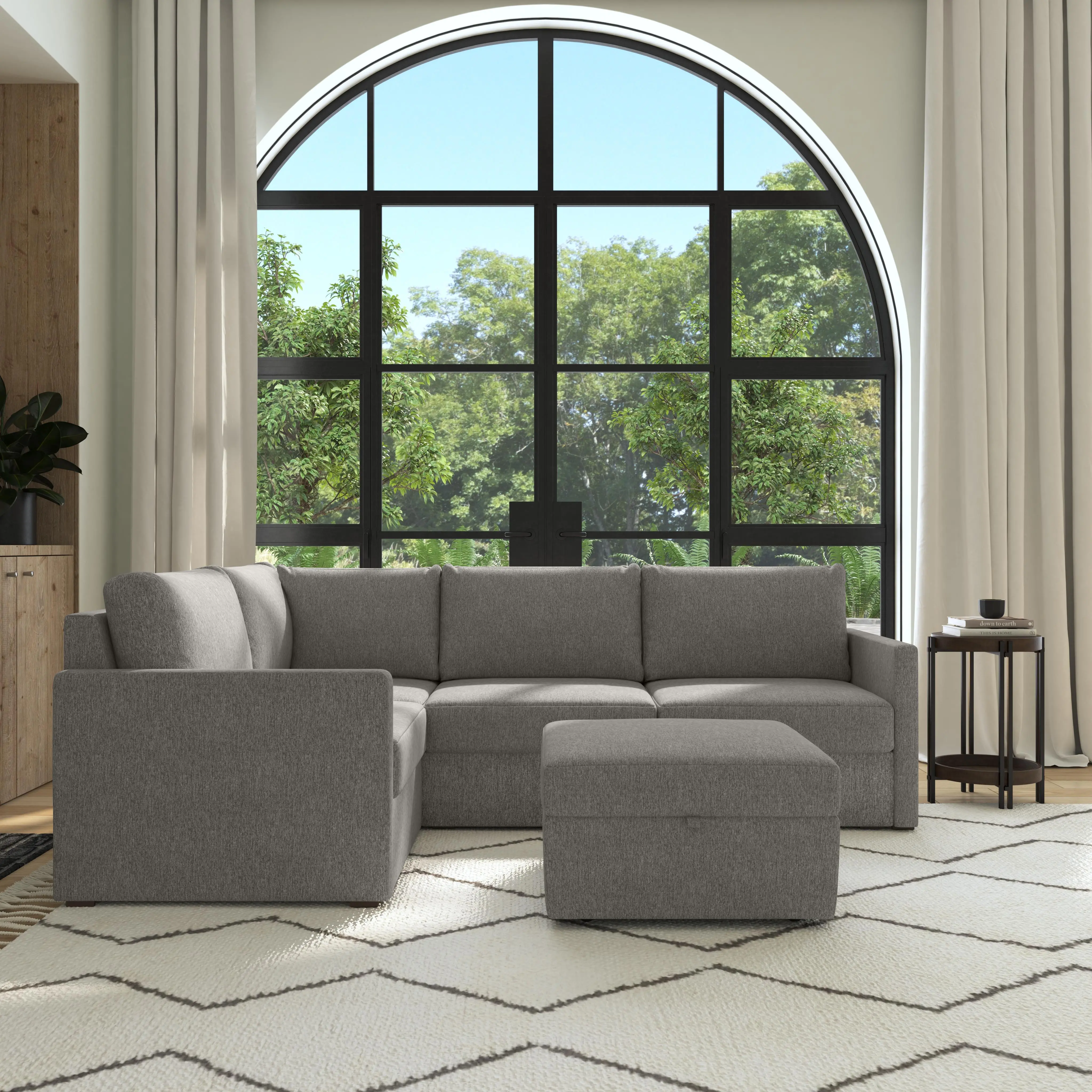 Flex Gray 4-Seat Modular Sectional and Storage Ottoman-2