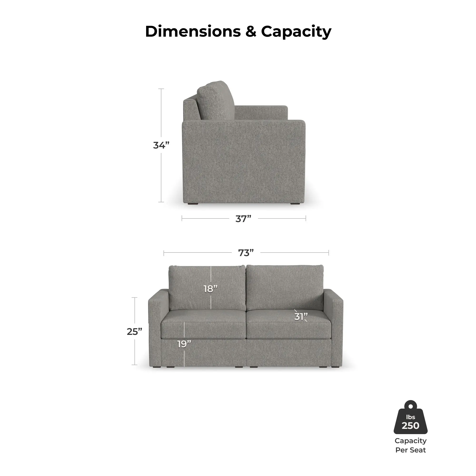 Flex Gray Loveseat with Narrow Arm-7