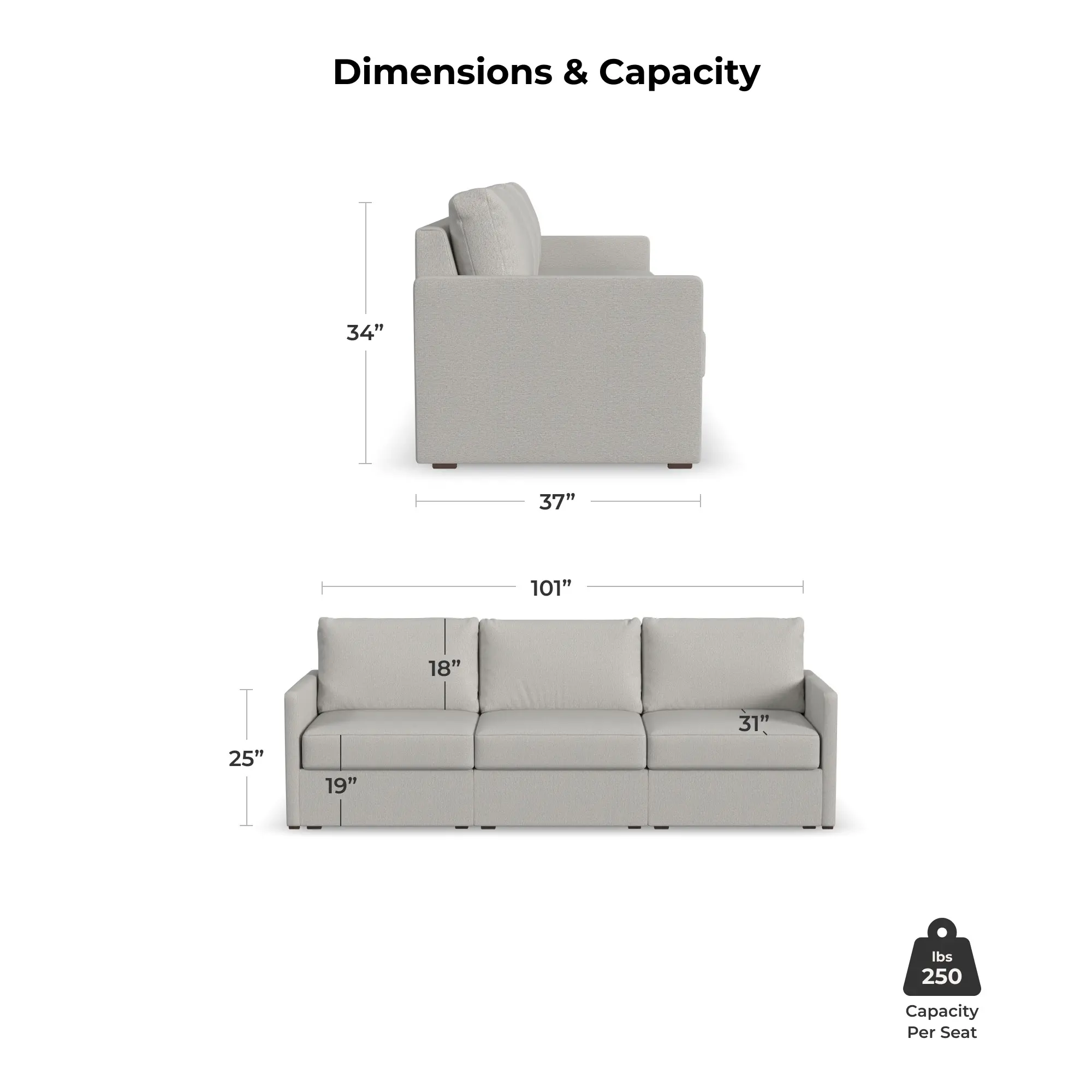 Flex Taupe Modular Sofa with Narrow Arm-6