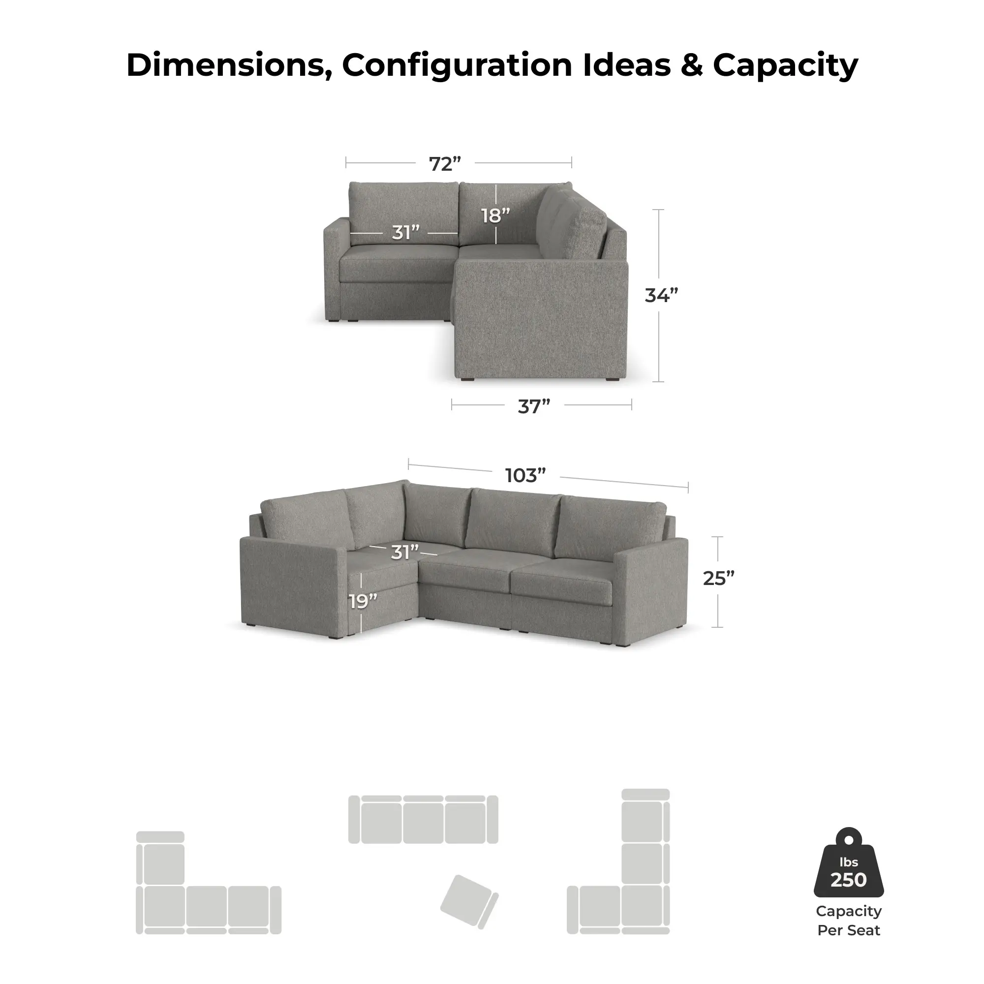 Flex Gray 4-Seat Modular Sectional-7