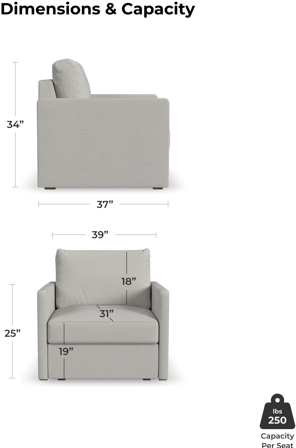Flex Taupe Armchair with Narrow Arm-6