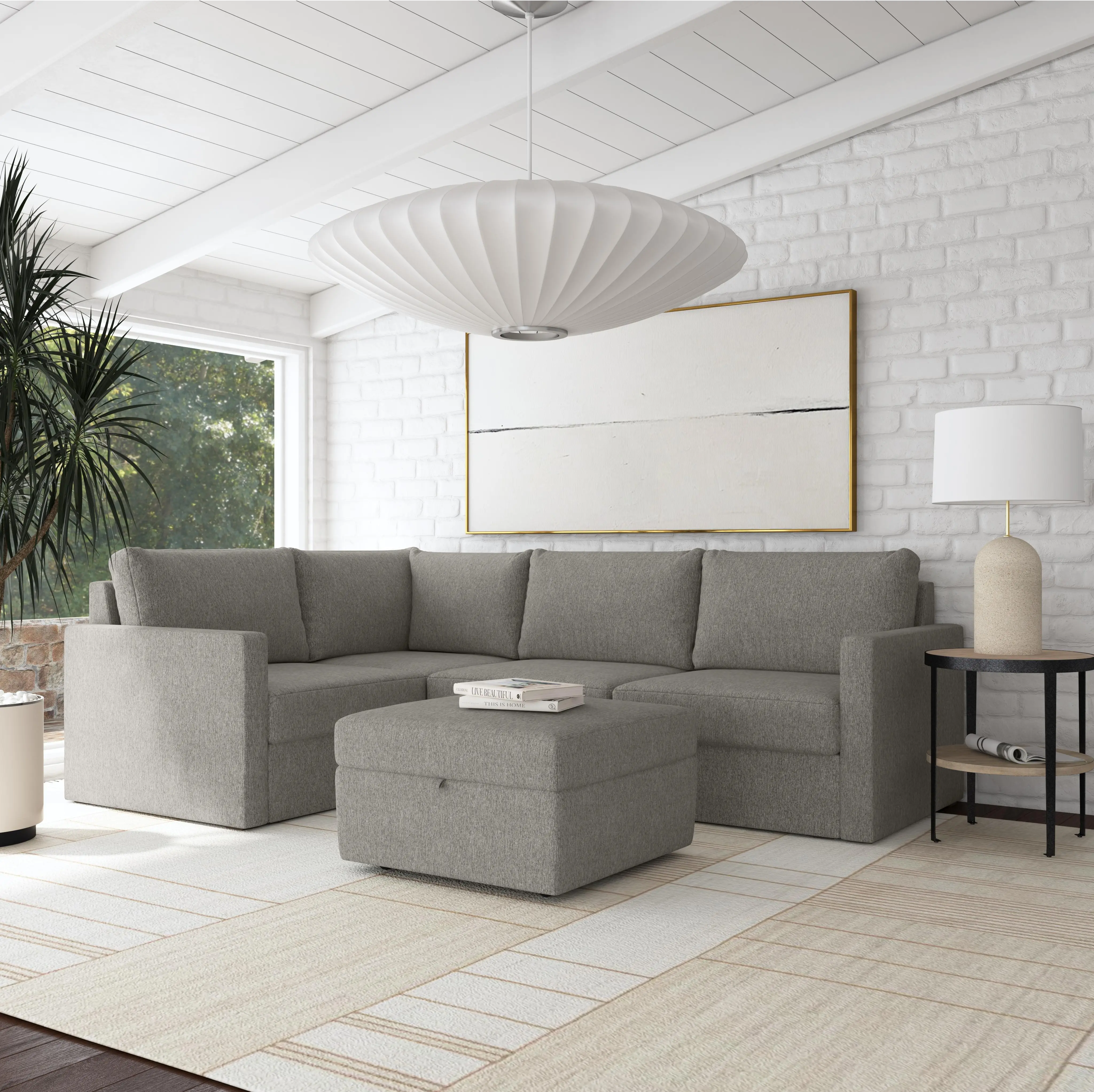 Flex Gray 4-Seat Modular Sectional with Storage Ottoman-2