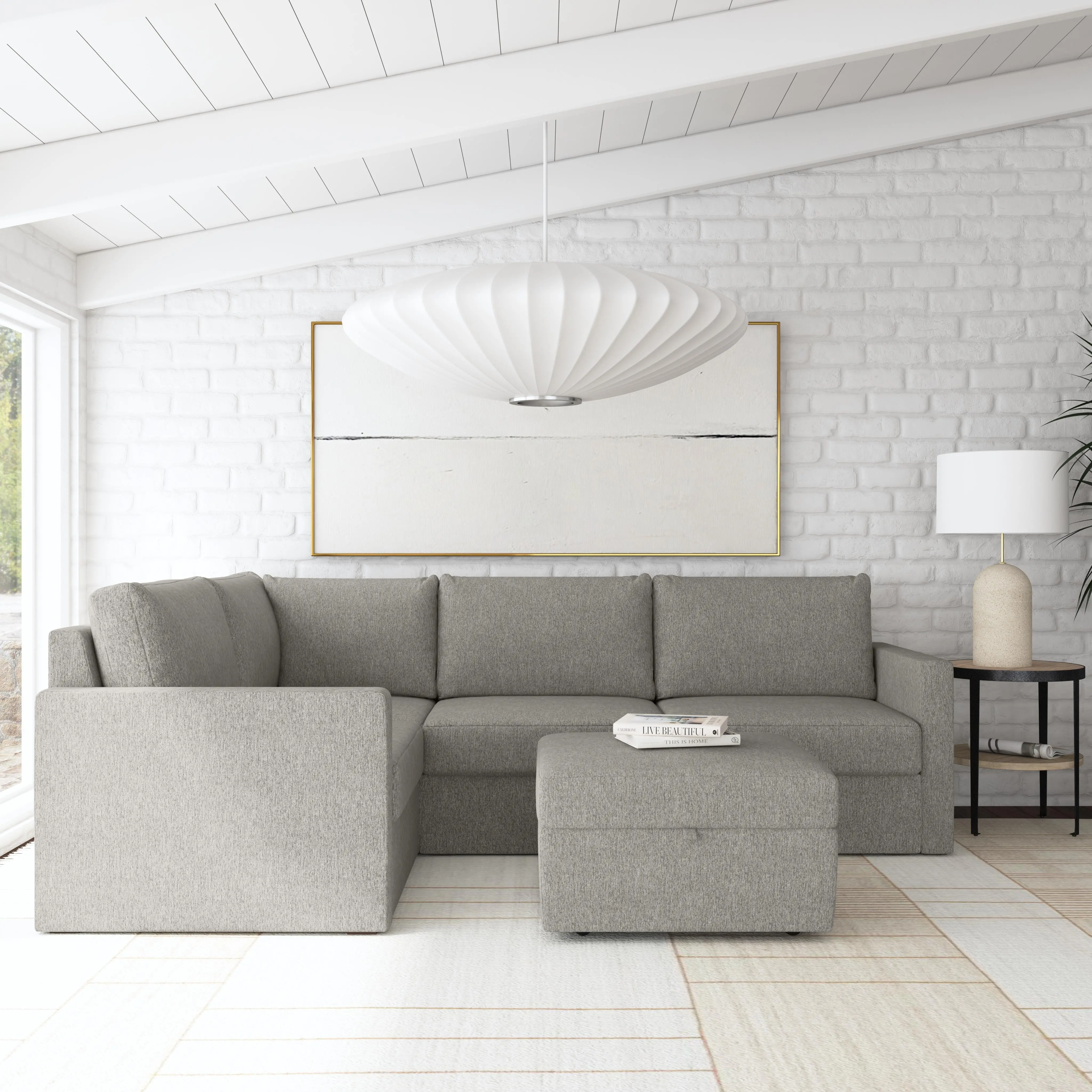Flex Gray 4-Seat Modular Sectional with Storage Ottoman-3