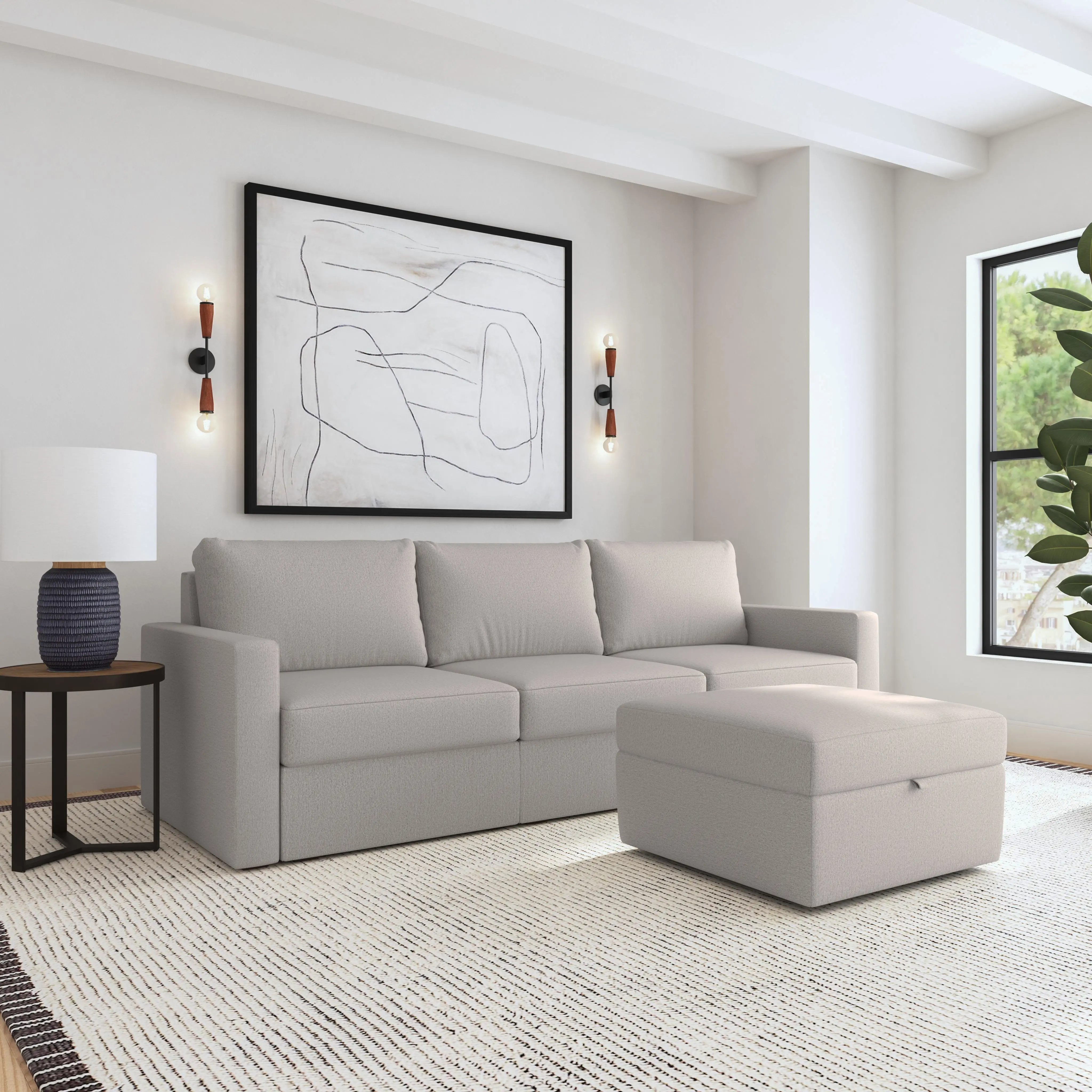 Flex Taupe Modular Sofa and Storage Ottoman-2