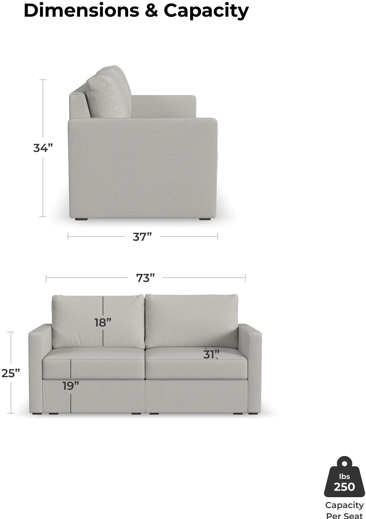 Flex Taupe Modular Loveseat-6