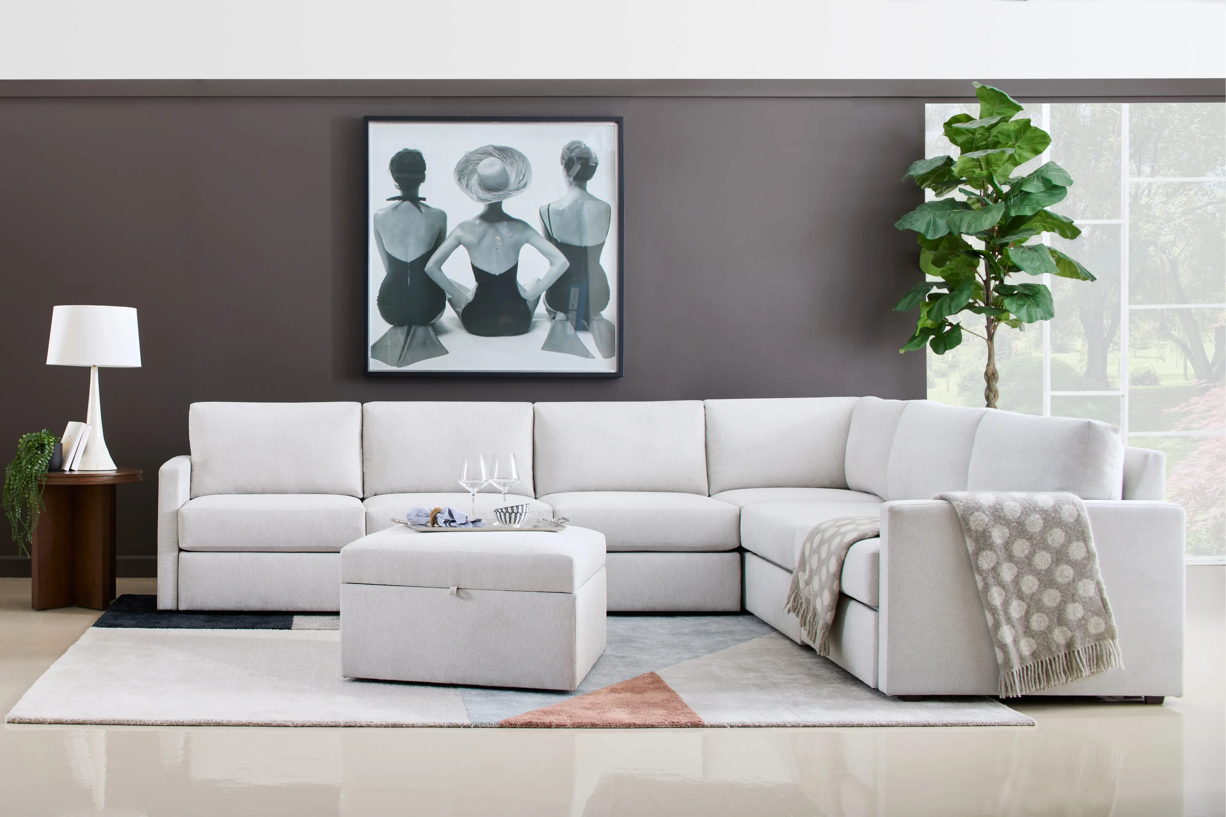 Flex Taupe 6-Seat Modular Sectional and Storage Ottoman-3