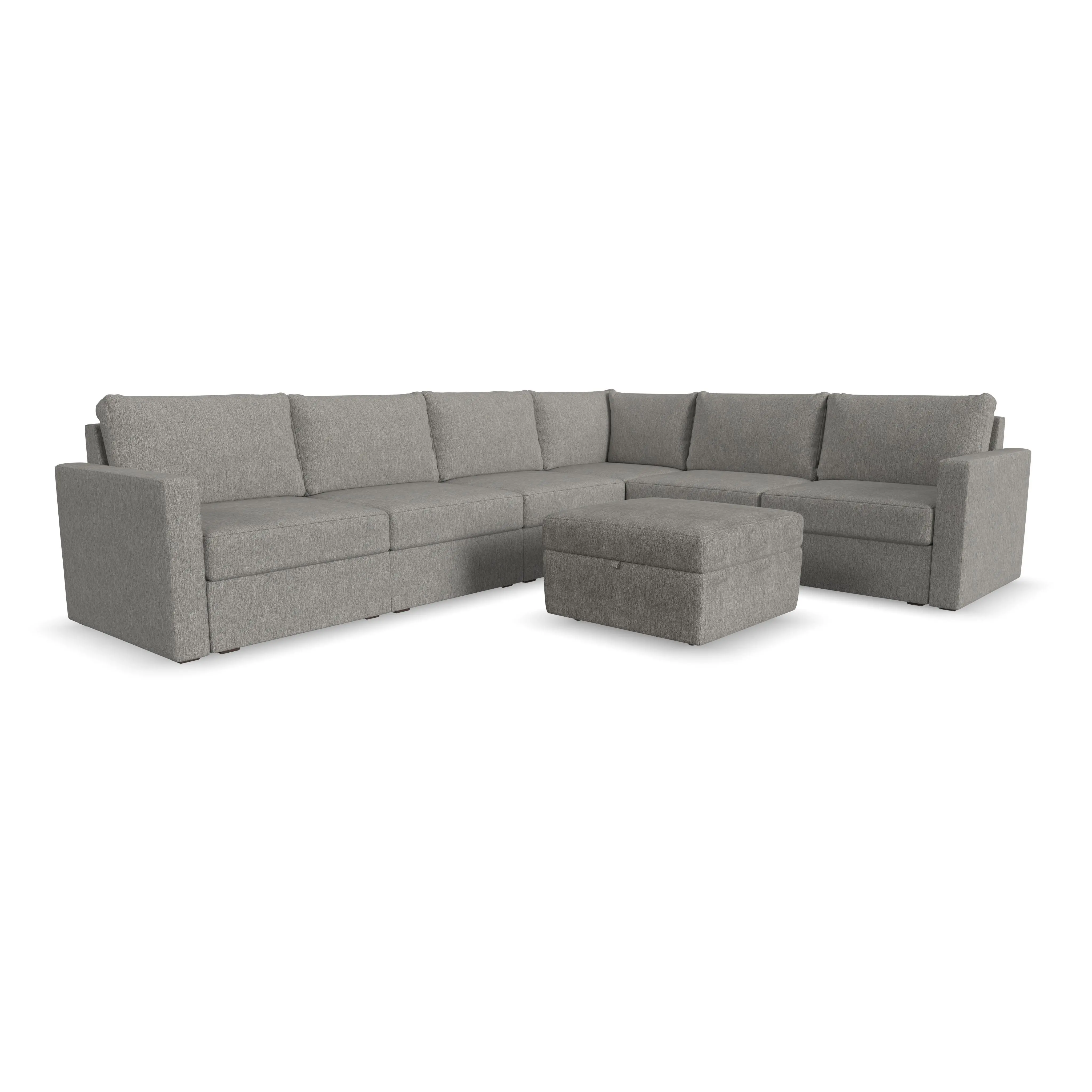Flex Gray 6-Seat Modular Sectional with Storage Ottoman-1