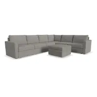 Flex Gray 6-Seat Modular Sectional with Storage Ottoman
