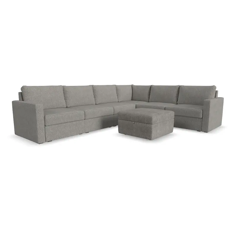 Flex Gray 6-Seat Modular Sectional with Storage Ottoman