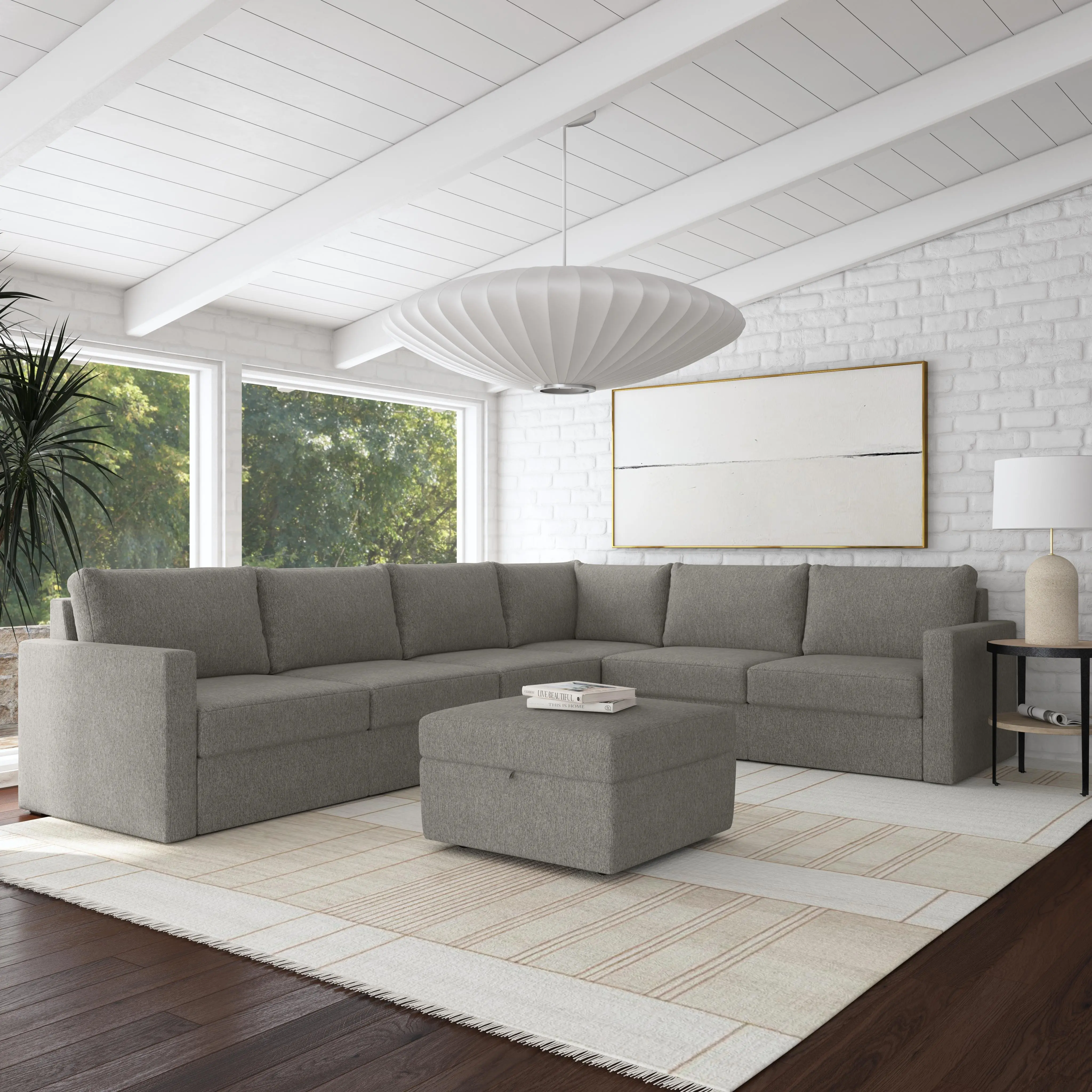 Flex Gray 6-Seat Modular Sectional with Storage Ottoman-2
