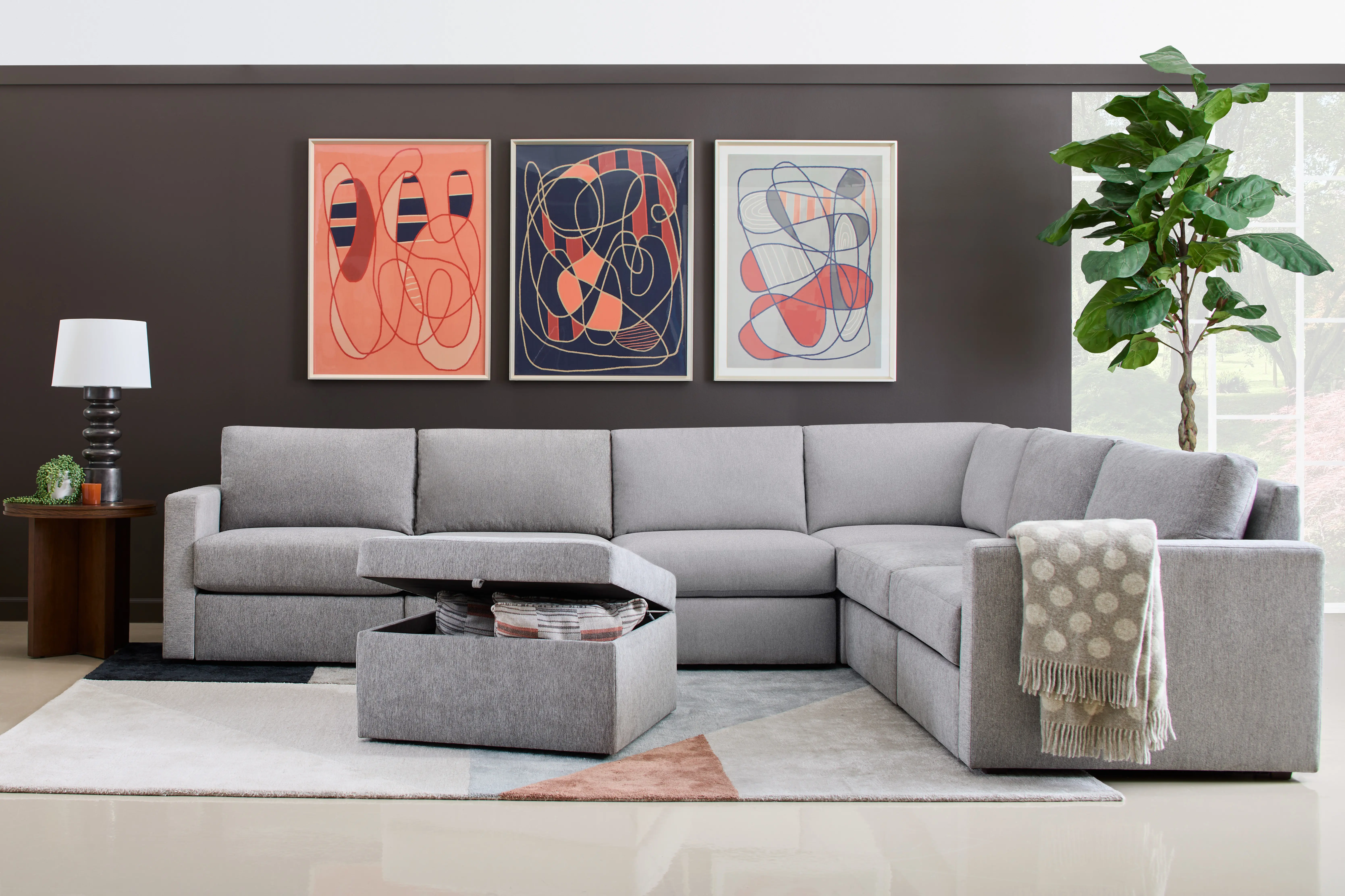 Flex Gray 6-Seat Modular Sectional with Storage Ottoman-7
