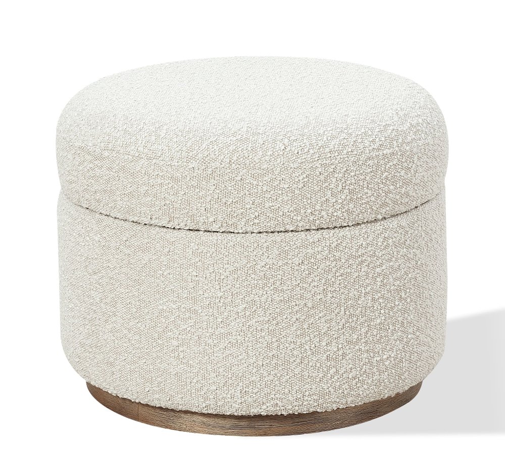 Furano Off White Boucle Upholstered Storage Ottoman