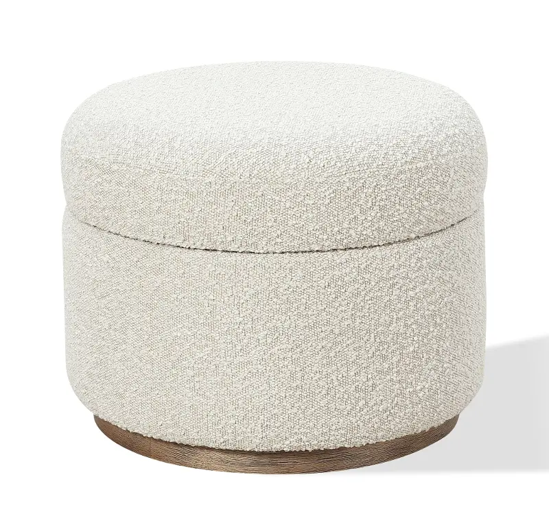 Furano Off White Boucle Upholstered Storage Ottoman