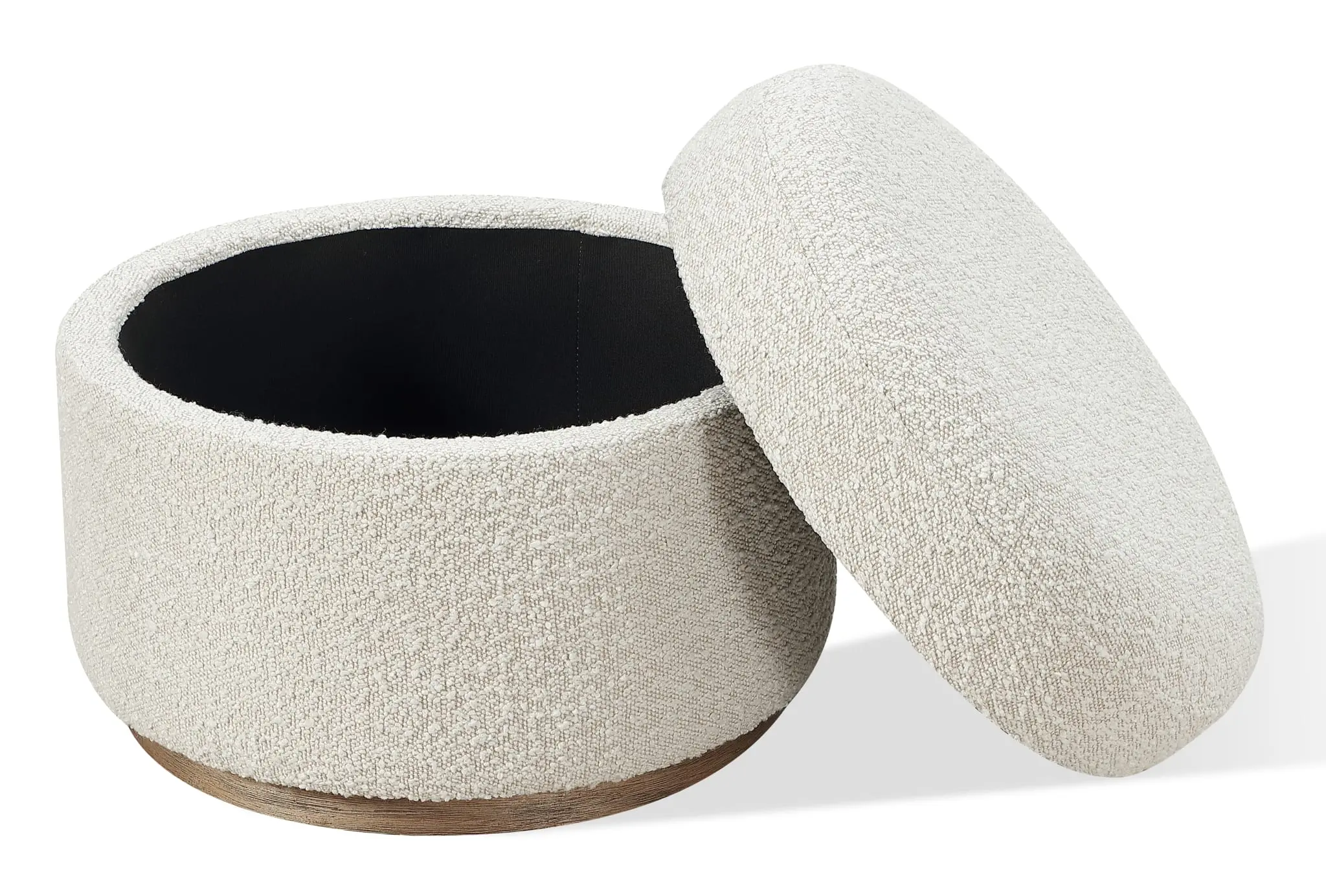 Furano Off White Boucle Upholstered Storage Ottoman-3