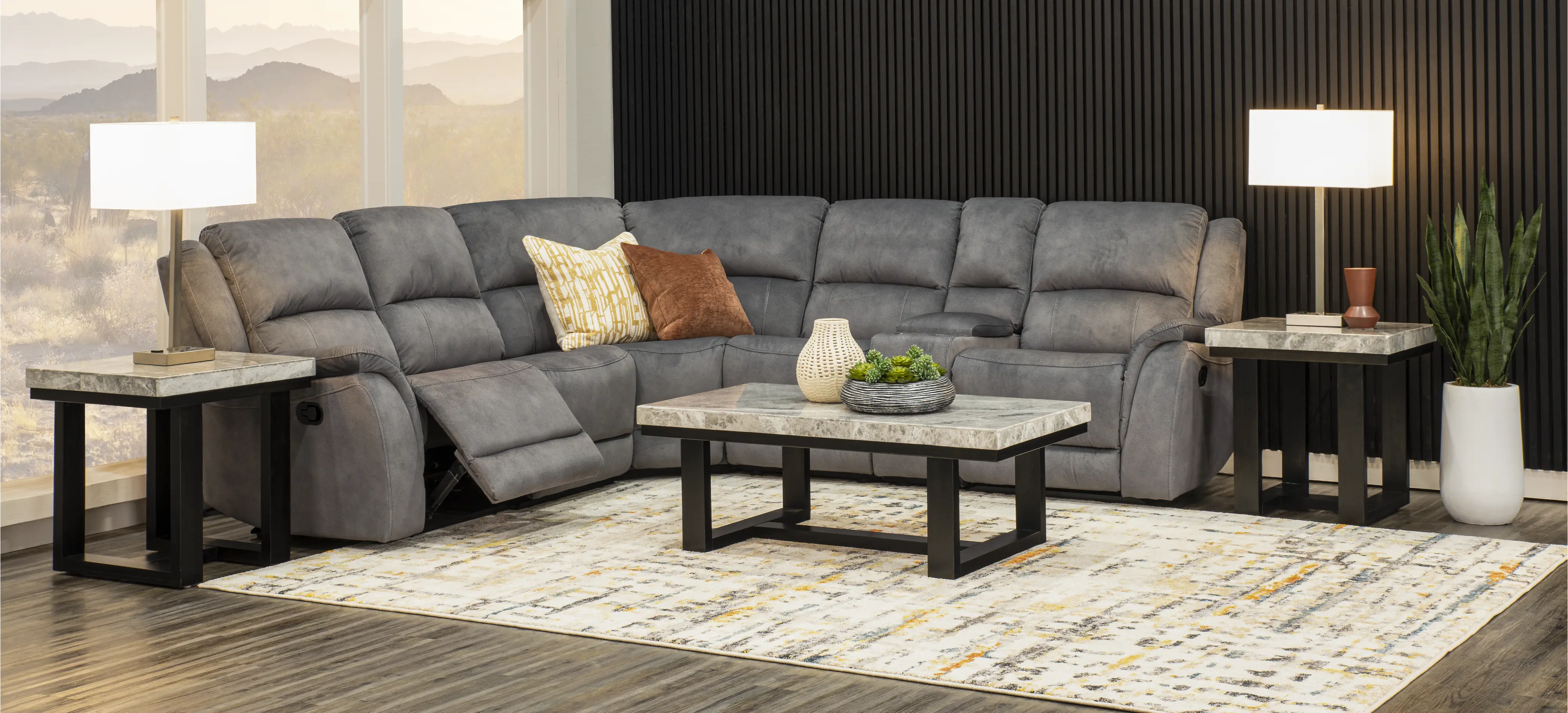 Aspen Steel Gray 6-Piece Reclining Sectional-2