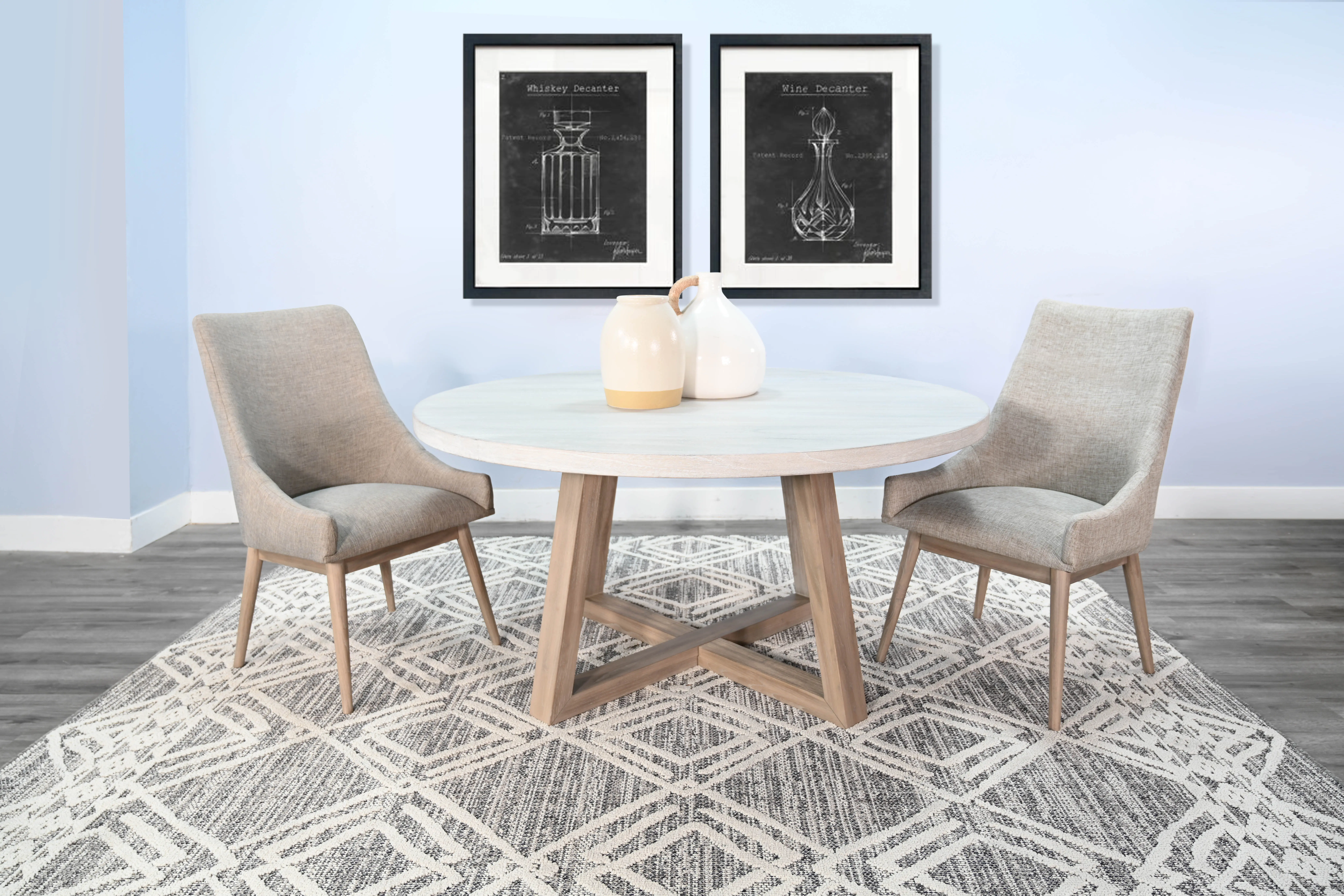 Olivia Wheat Beige and Gray Round Dining Table-2