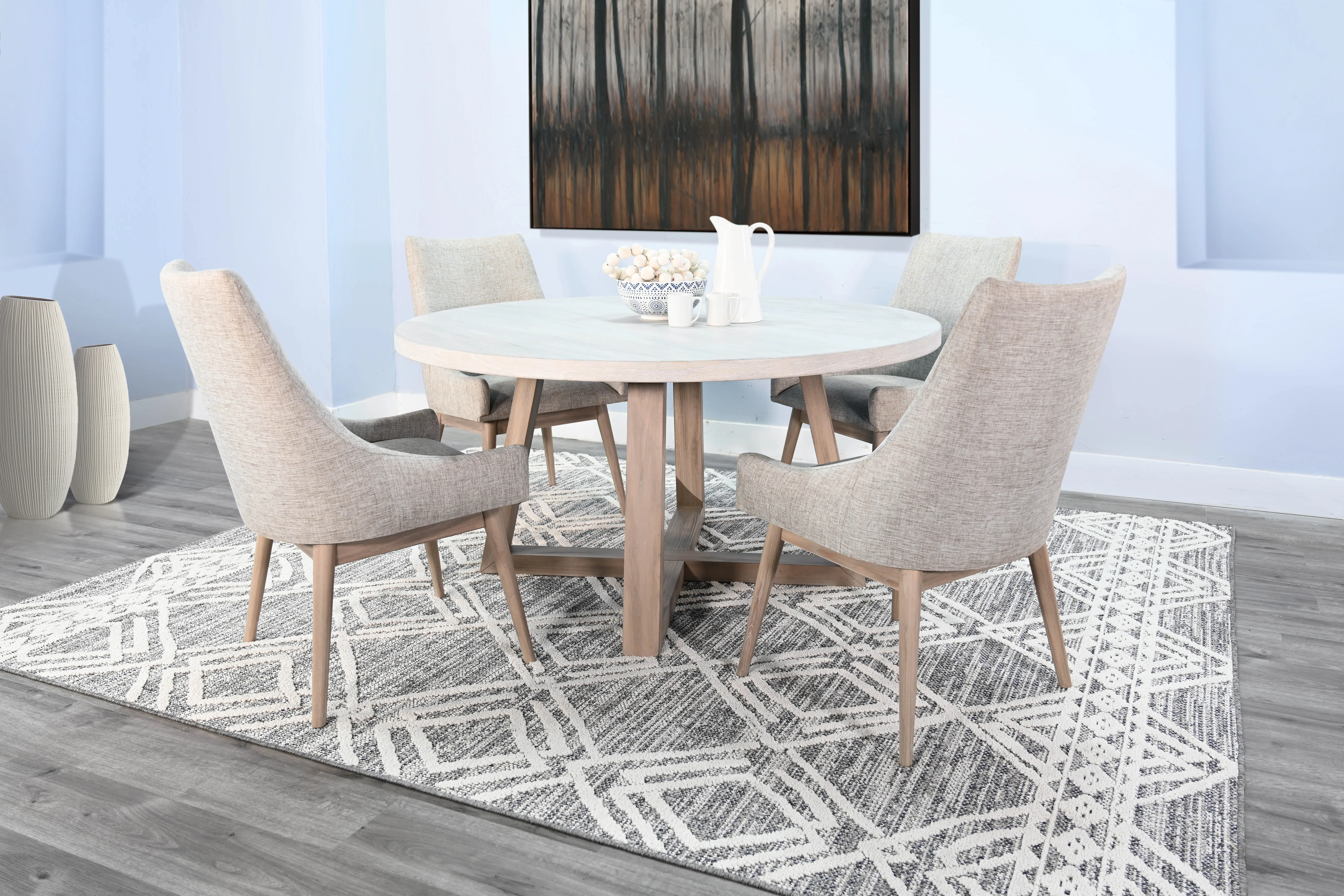 Olivia Wheat Beige and Gray Round Dining Table-8