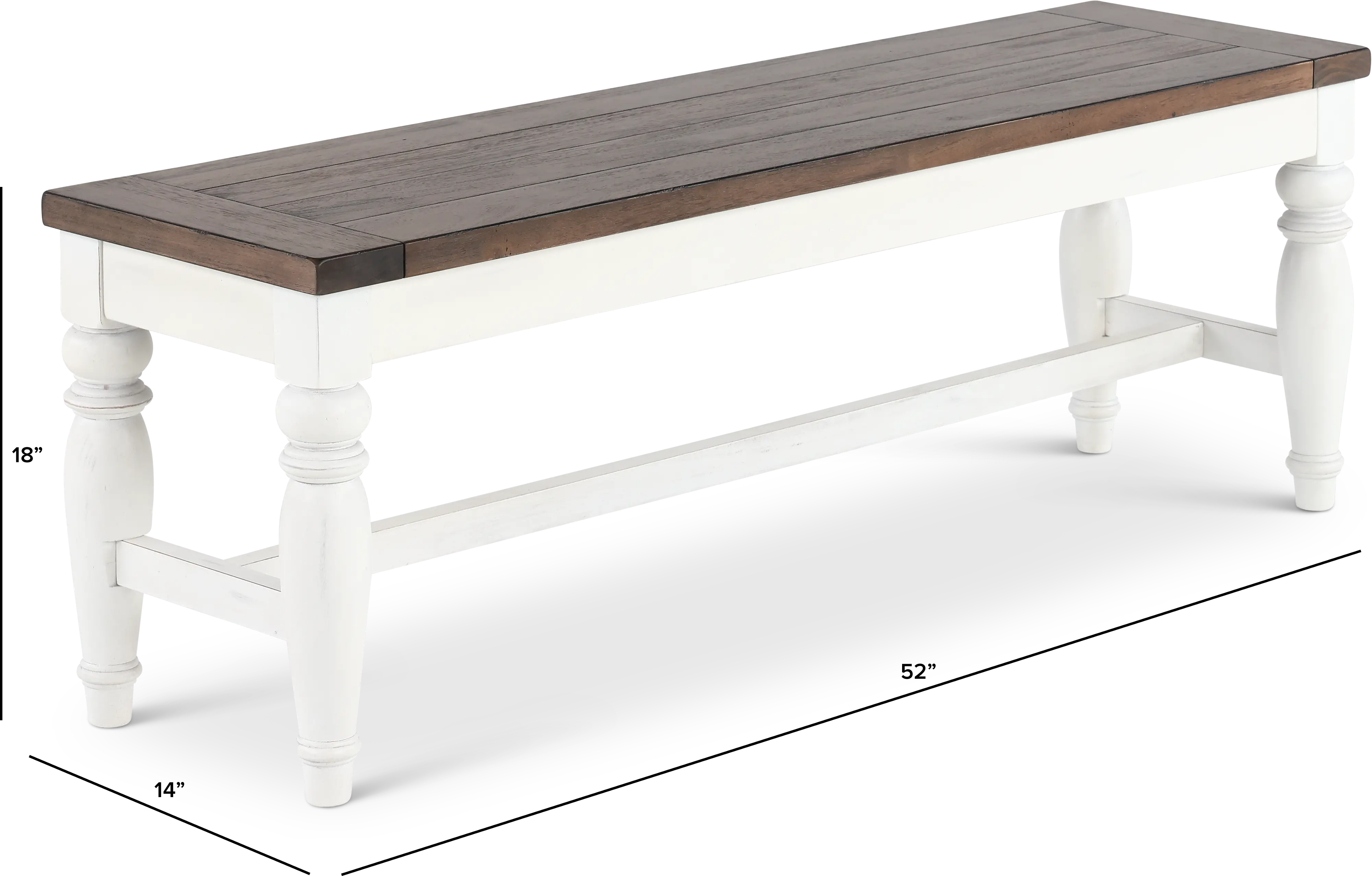 Pasadena White and Brown Dining Bench-3