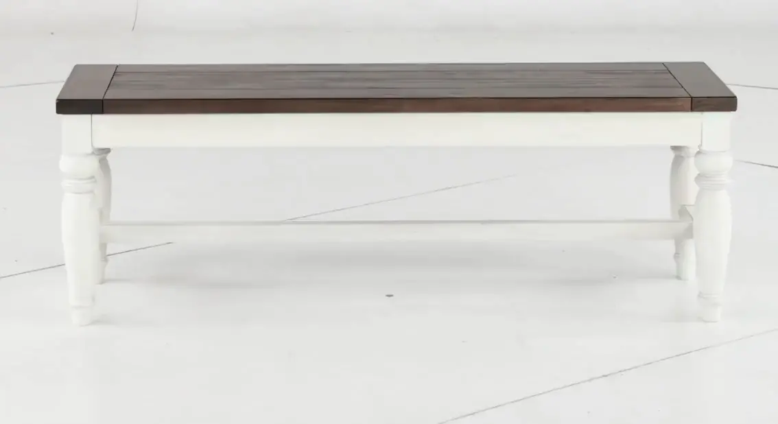 Pasadena White and Brown Dining Bench-5