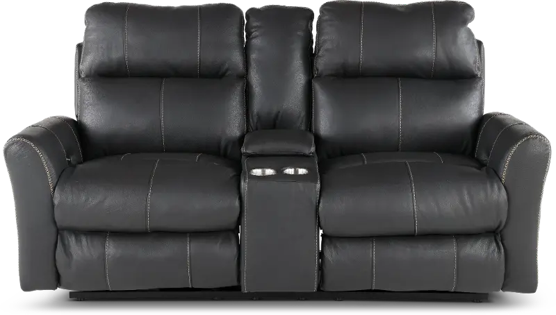 Fredda Gray Power Reclining Loveseat with Console