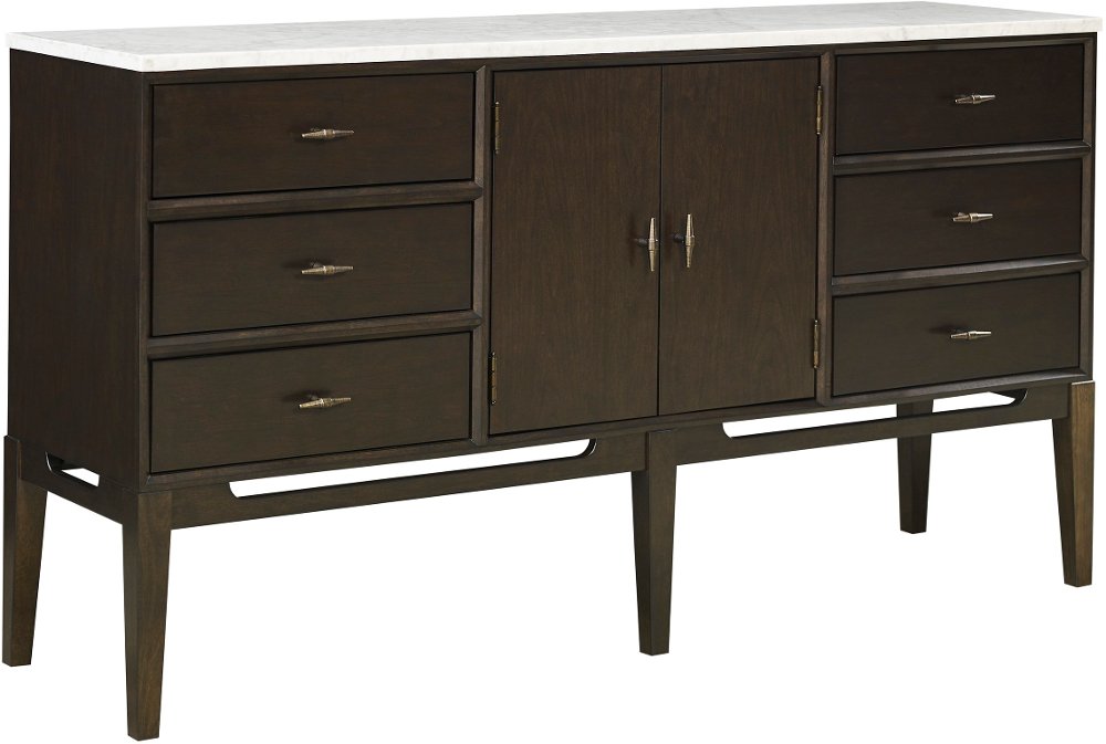 Sutton Dark Brown and White Marble Dining Sideboard