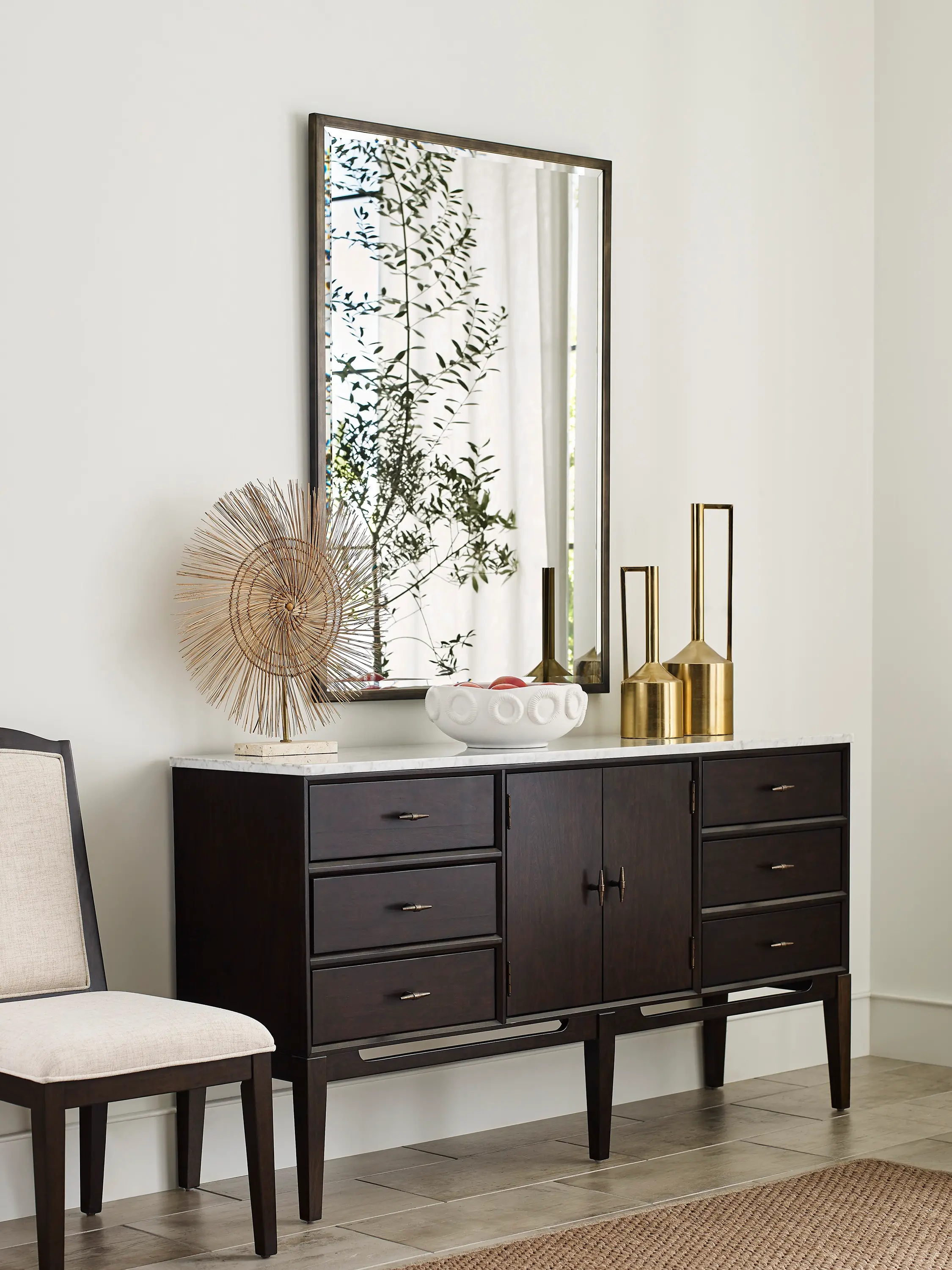 Sutton Dark Brown and White Marble Dining Sideboard-2