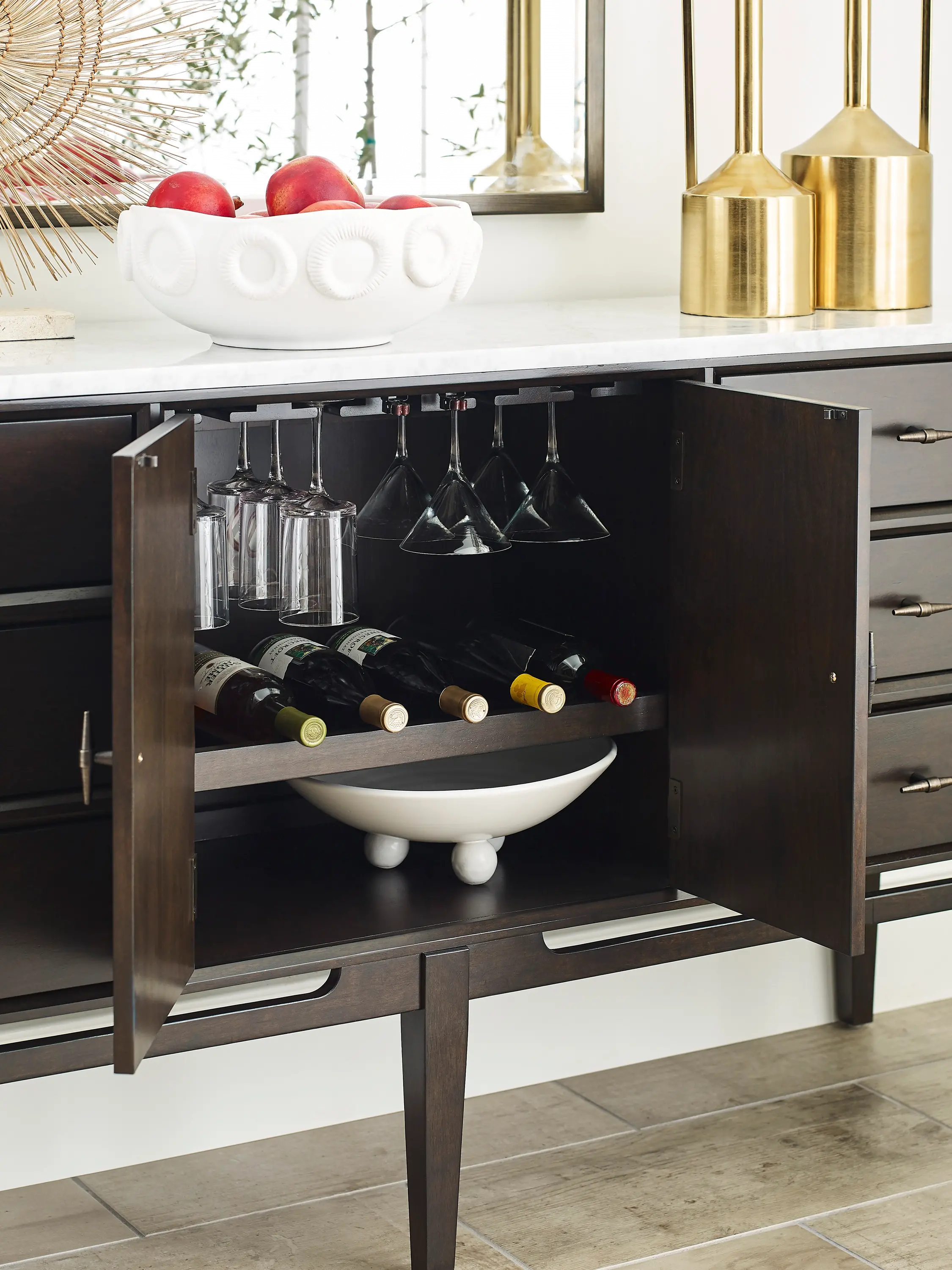 Sutton Dark Brown and White Marble Dining Sideboard-4