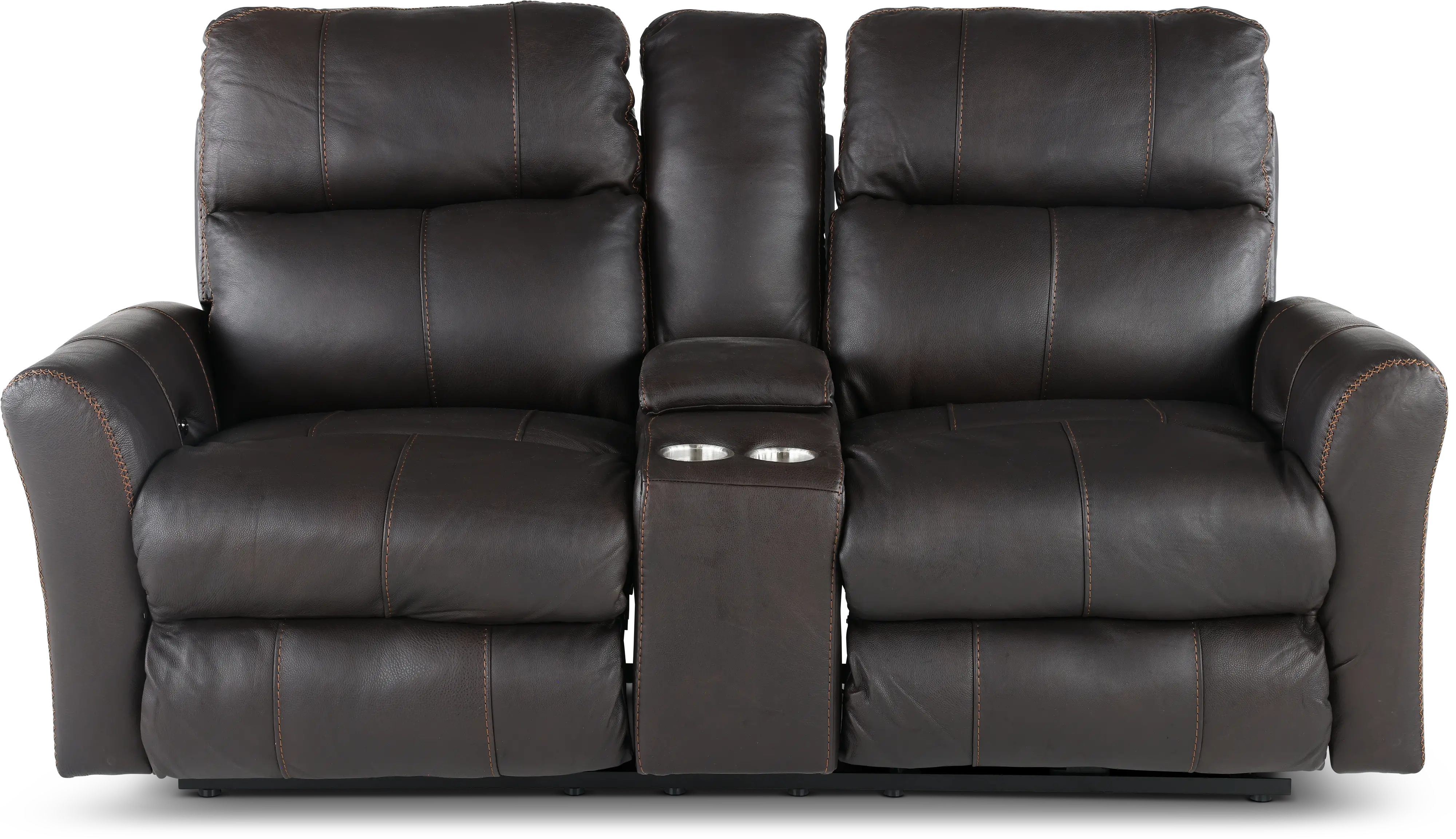 64489/1225-09/3025-09 Fredda Dark Brown Power Reclining Loveseat with Console-1