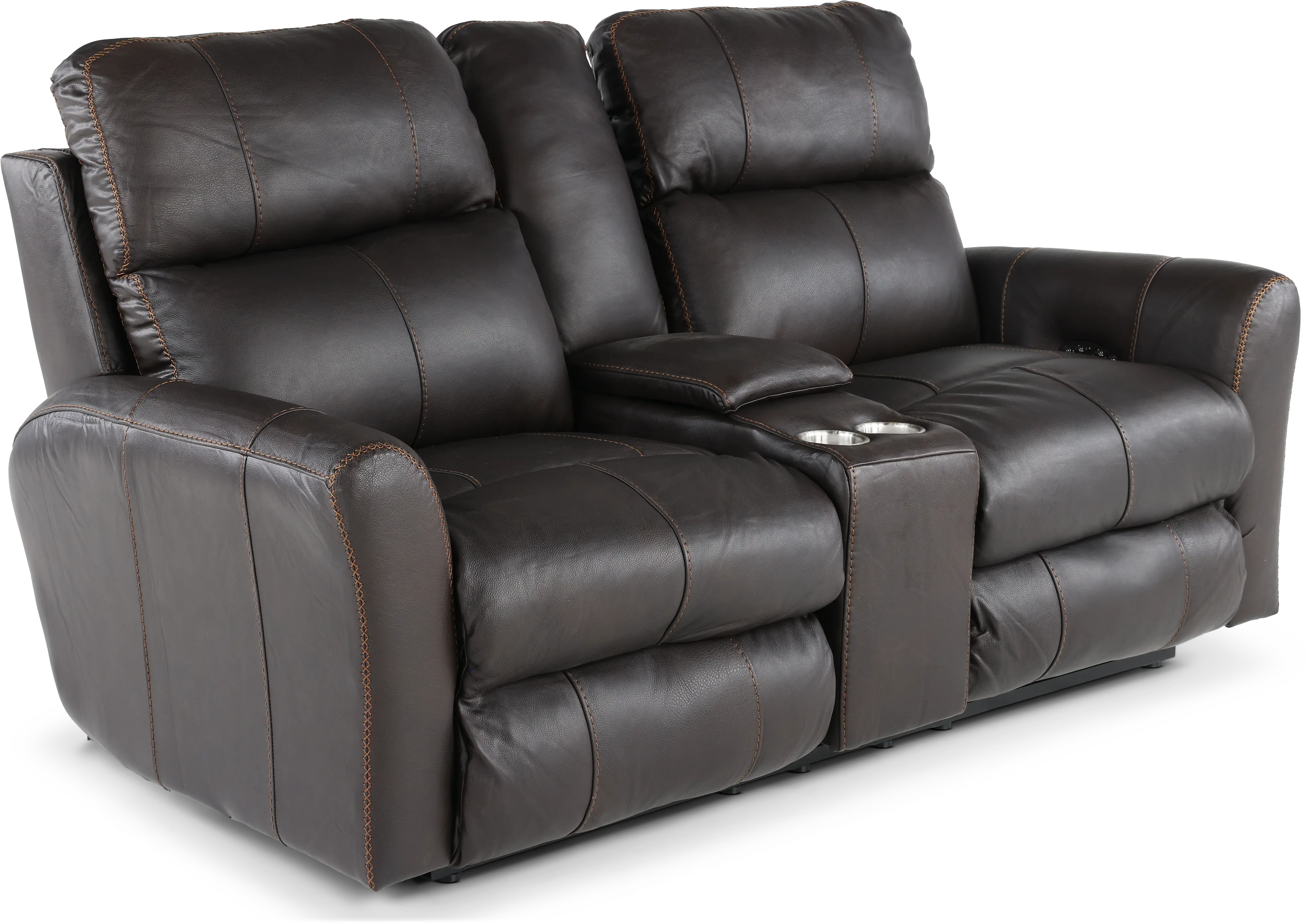 64489/1225-09/3025-09 Fredda Dark Brown Power Reclining Loveseat with Console-4