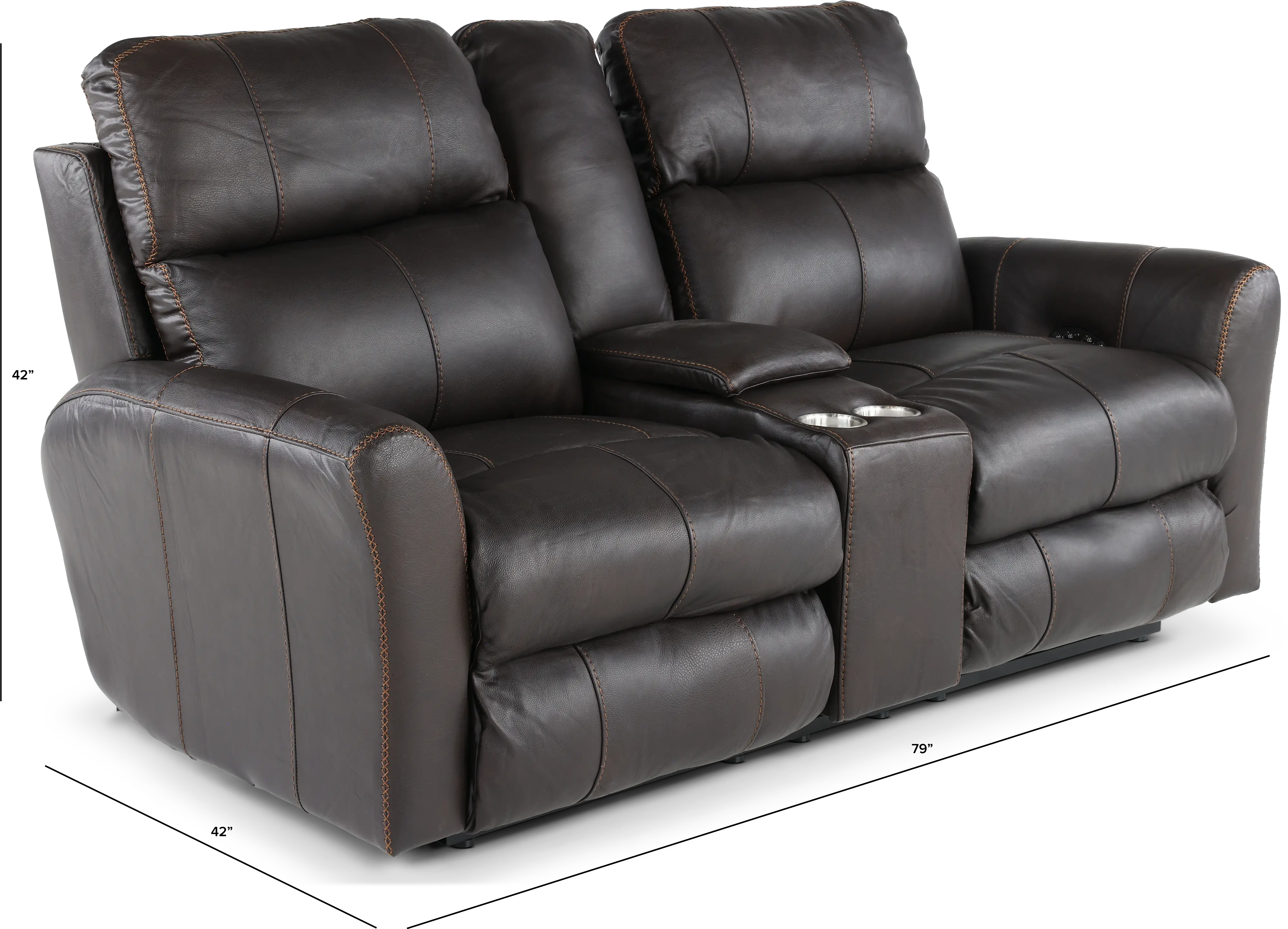 64489/1225-09/3025-09 Fredda Dark Brown Power Reclining Loveseat with Console-3