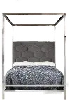 EN/CANOPY-5/0 Encore Platinum Silver and Gray Queen Canopy Bed