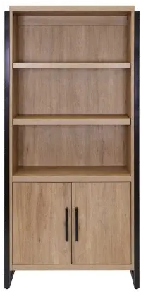 Mason Natural and Black Bookcase with Cabinet